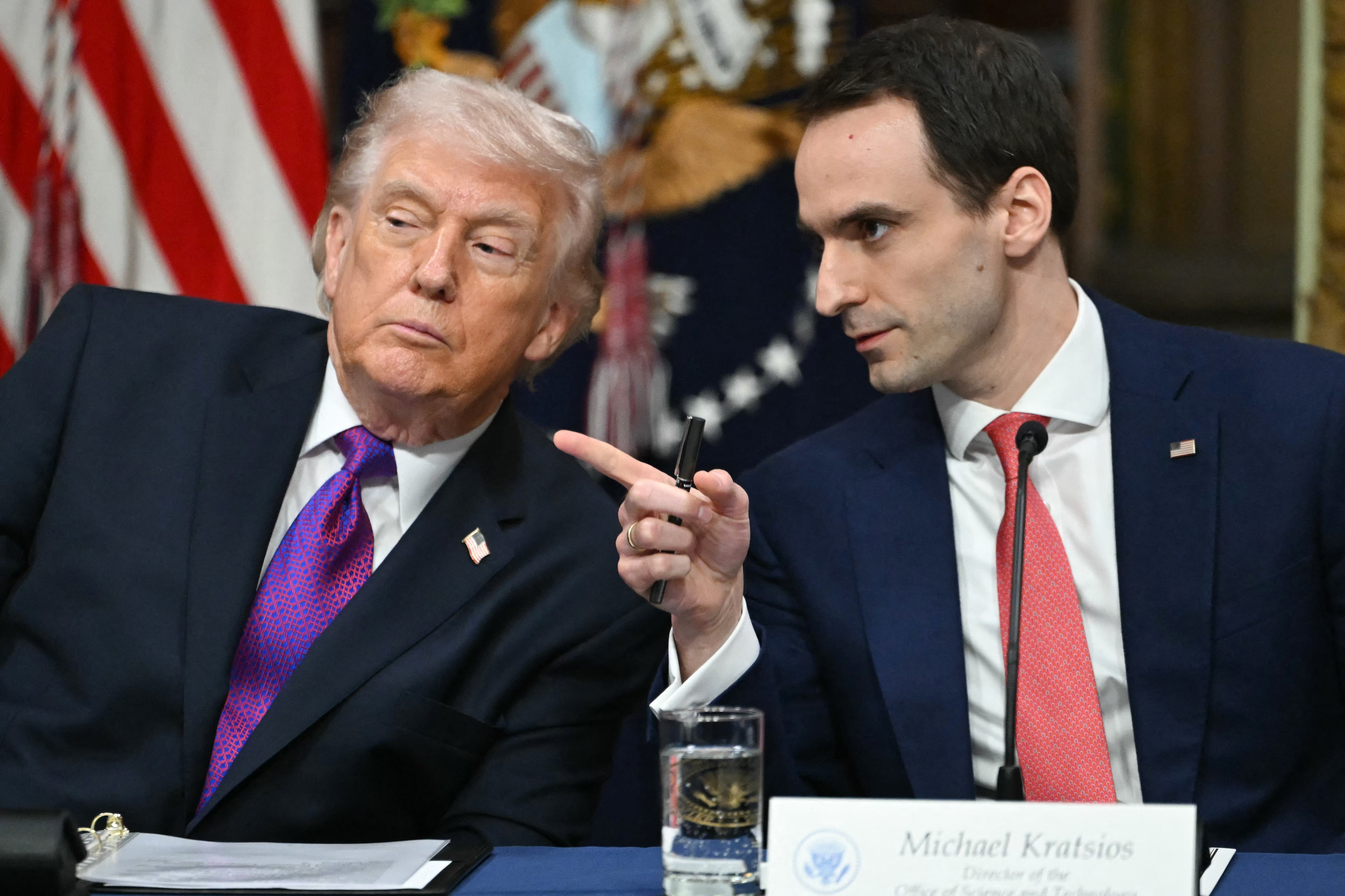 Michael Kratsios speaking with Donald Trump