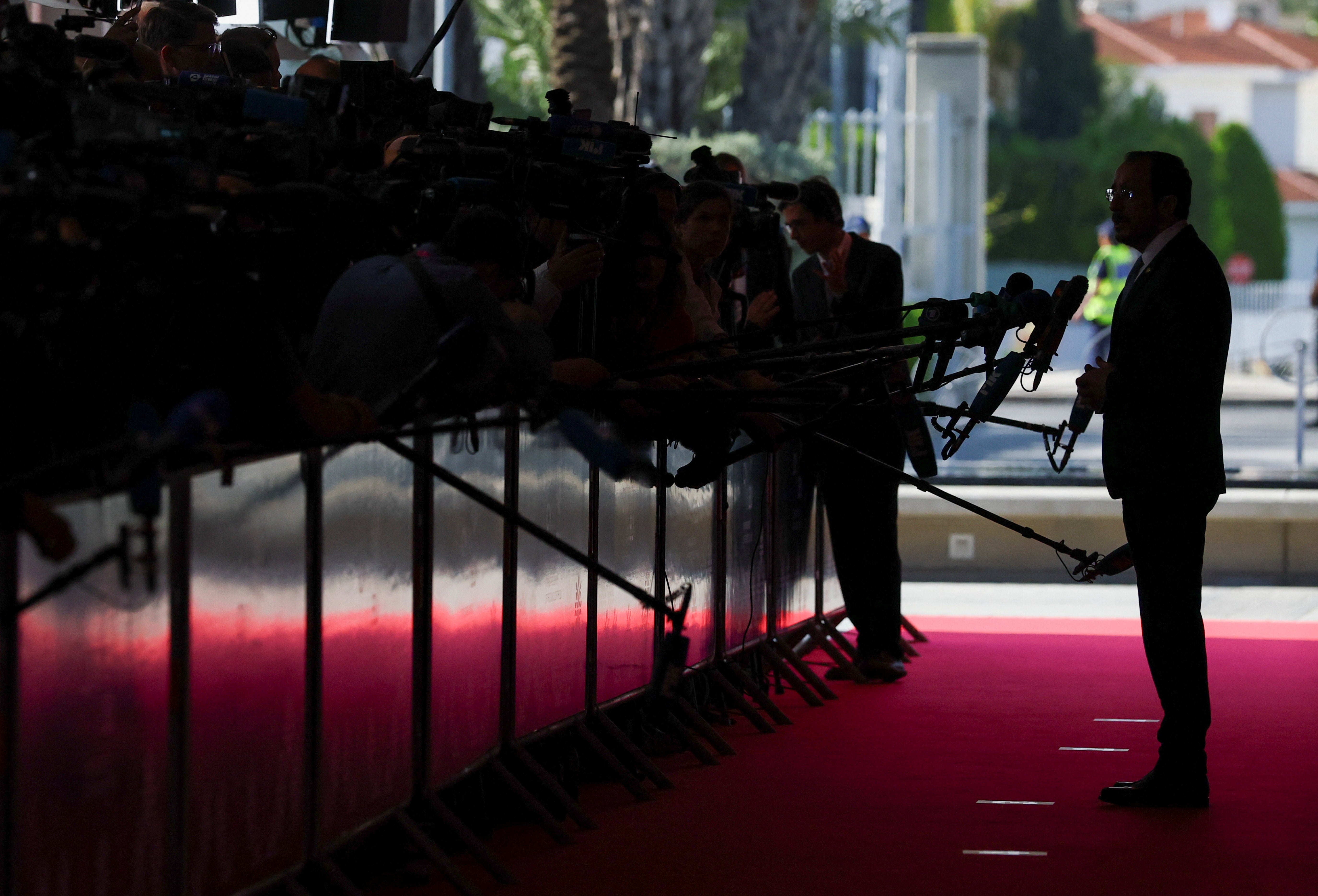 Cyprus President Nikos Christodoulides addresses the media on the day of a summit of the European Union and regional partners' leaders in Nicosia (Lefkosia), Cyprus, 24 April 2026