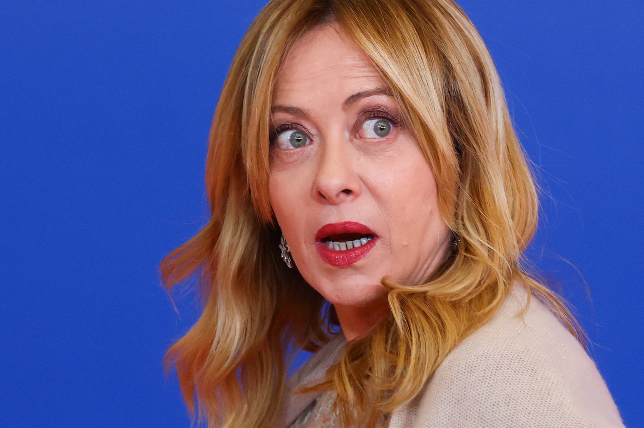 Italy's Prime Minister Giorgia Meloni arrives for the EU Summit in Cyprus.