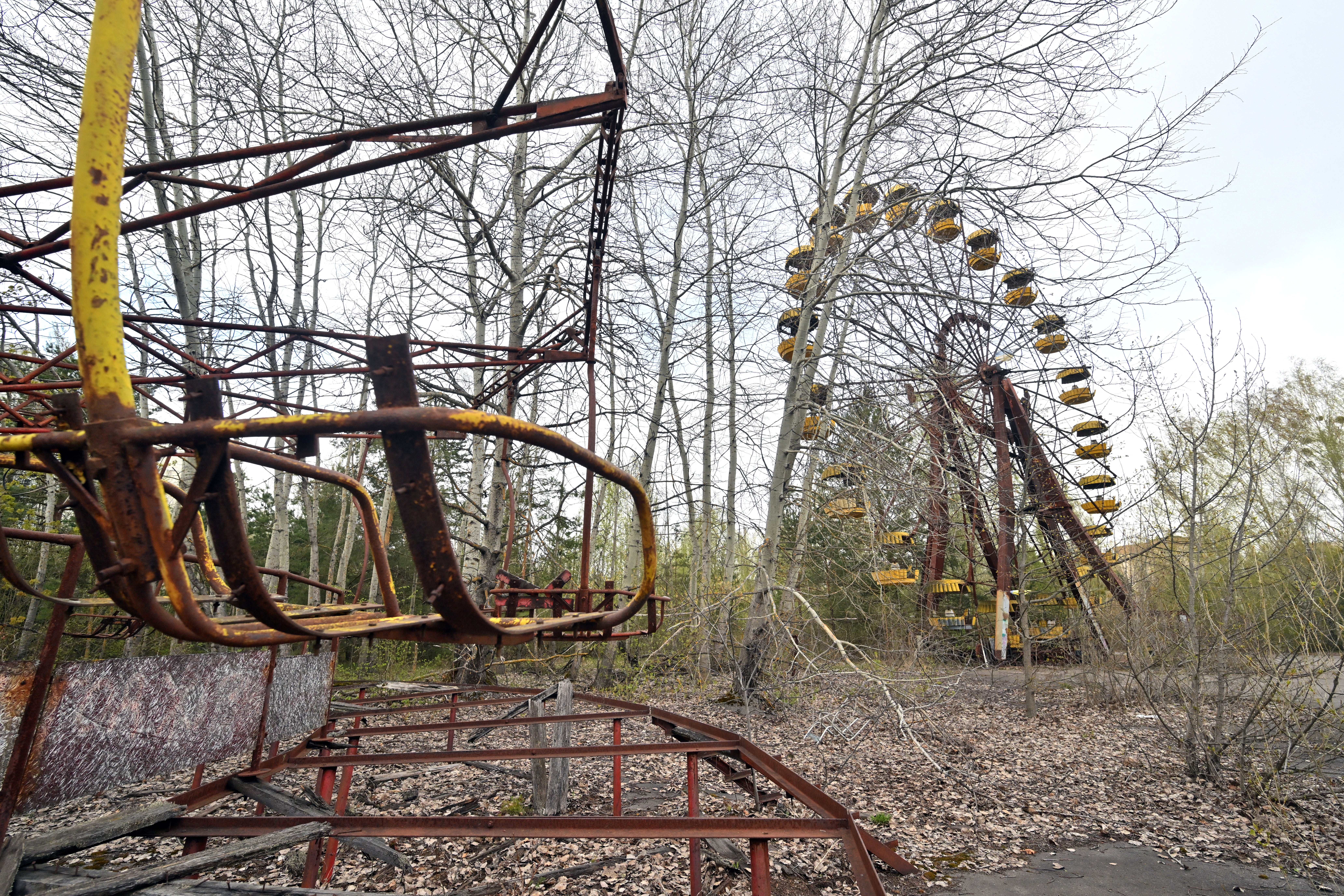 Ferris wheel in the ghost city of Pripyat near Chernobyl Nuclear Power Plant on April 23,
