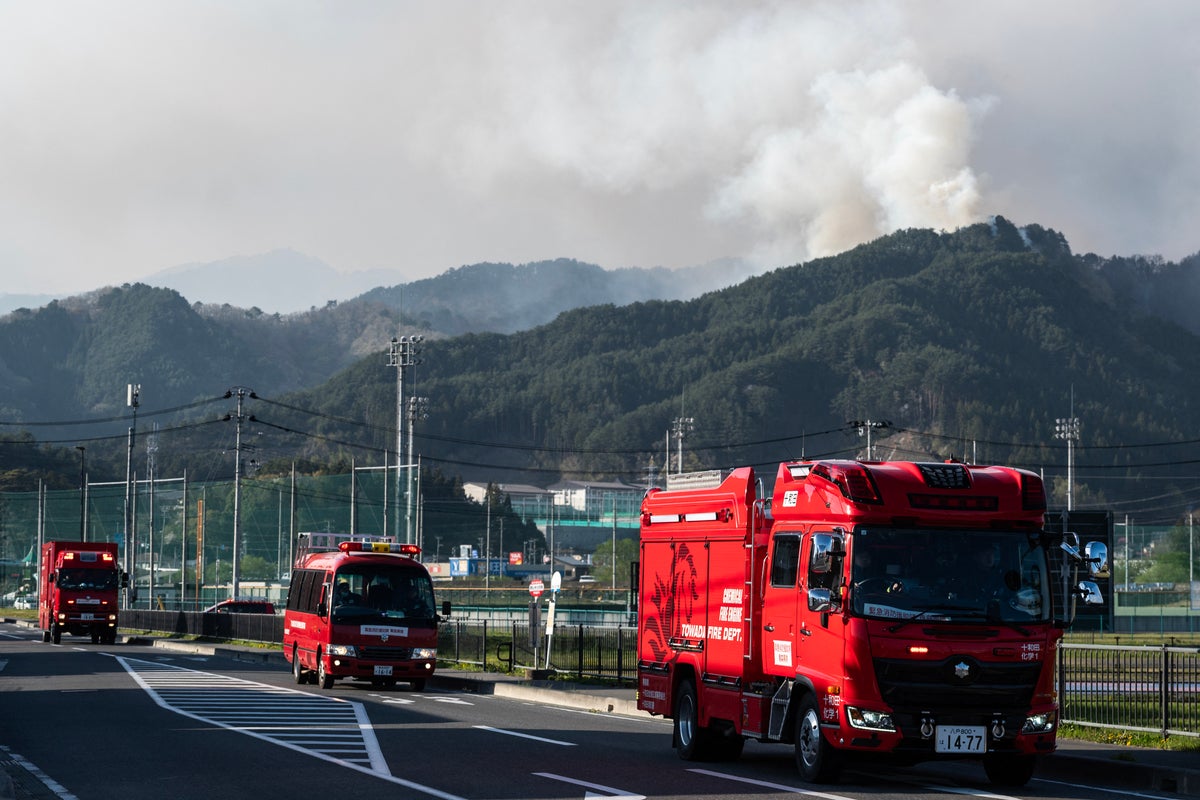 Residents evacuated as forest fires destroy buildings in Japan