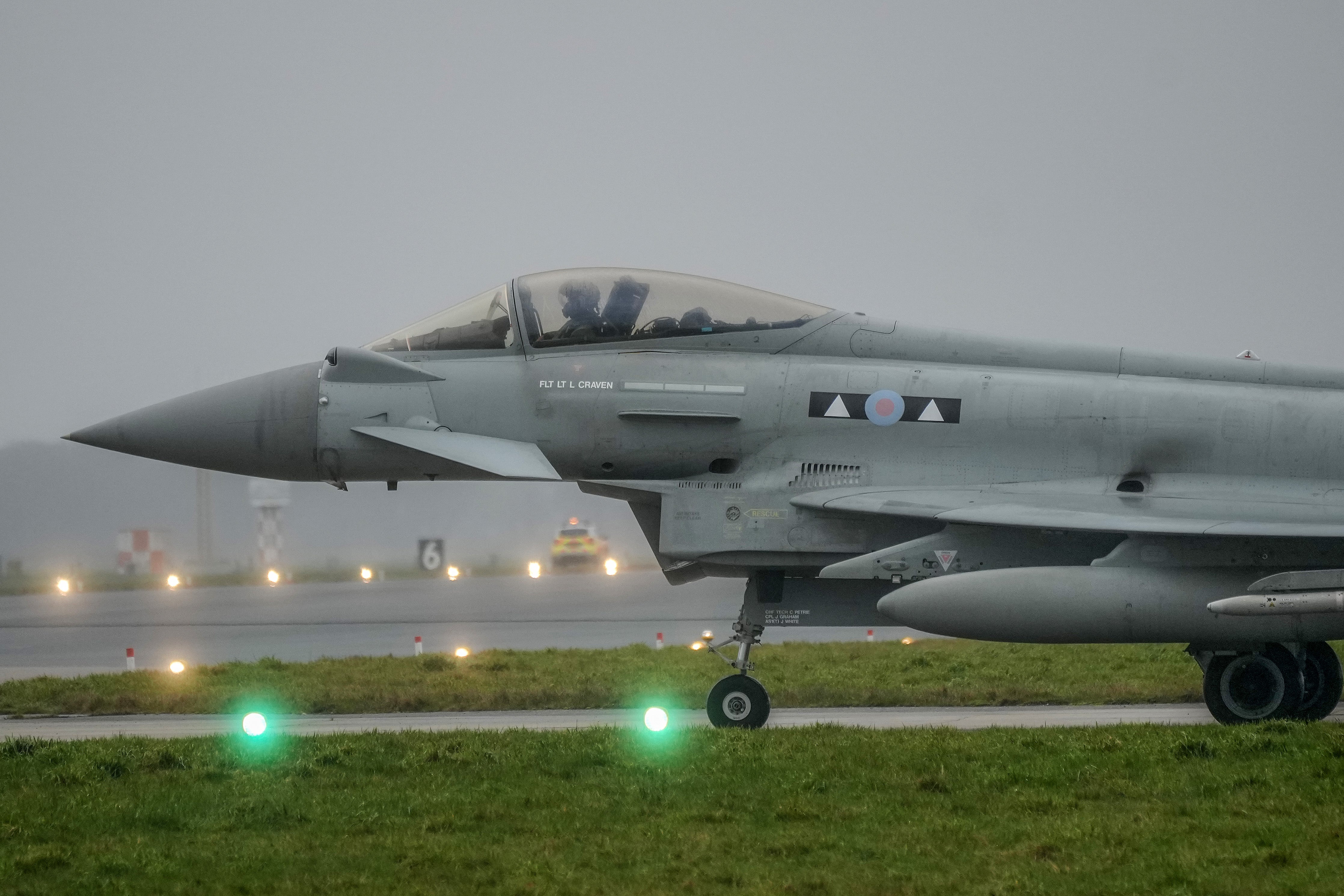British Eurofigher Typhoon Fighter Aircraft Fly From RAF Coningsby