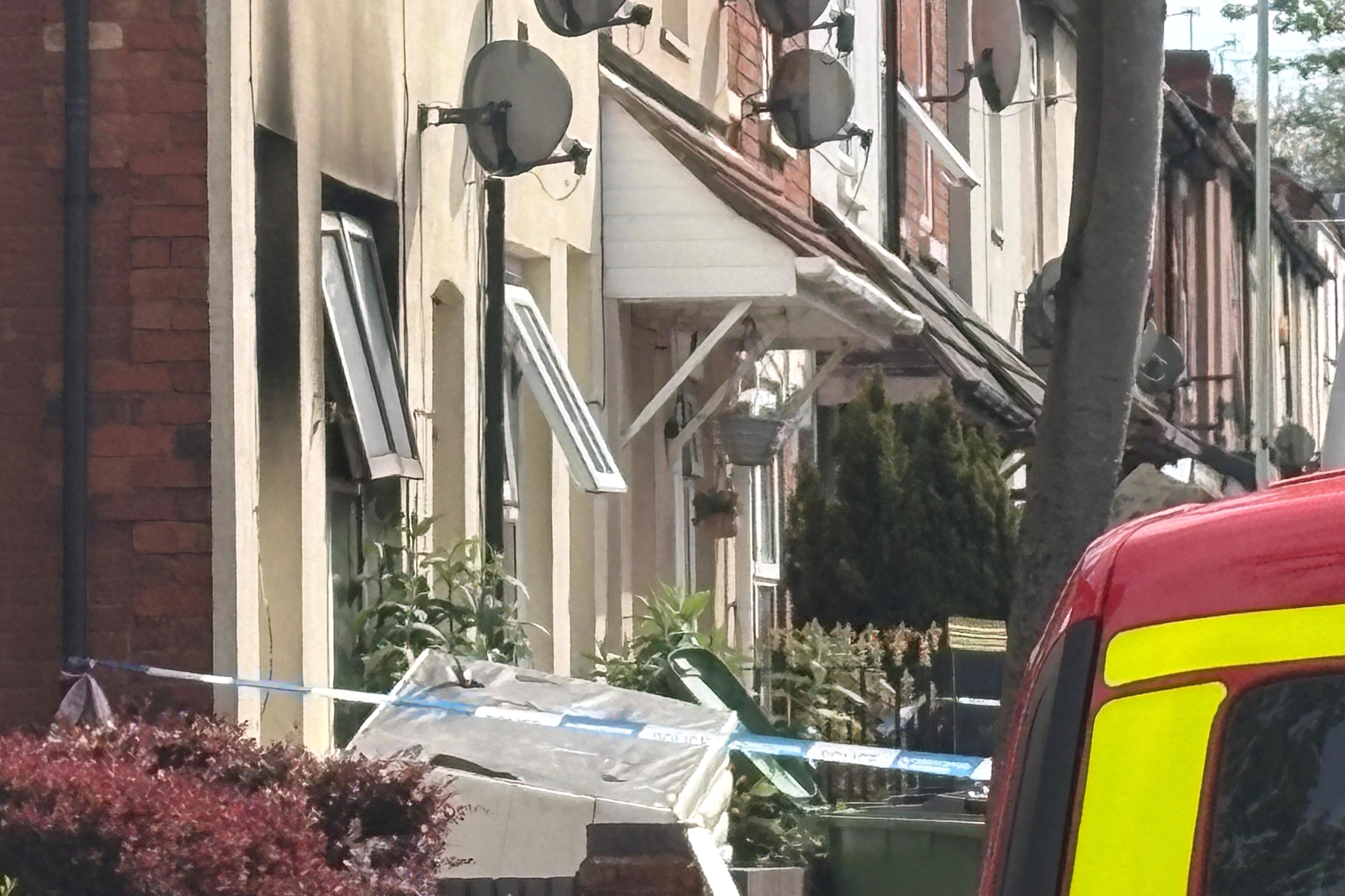 The scene in Wolverhampton after two young children died in a house fire (Matthew Cooper/PA)