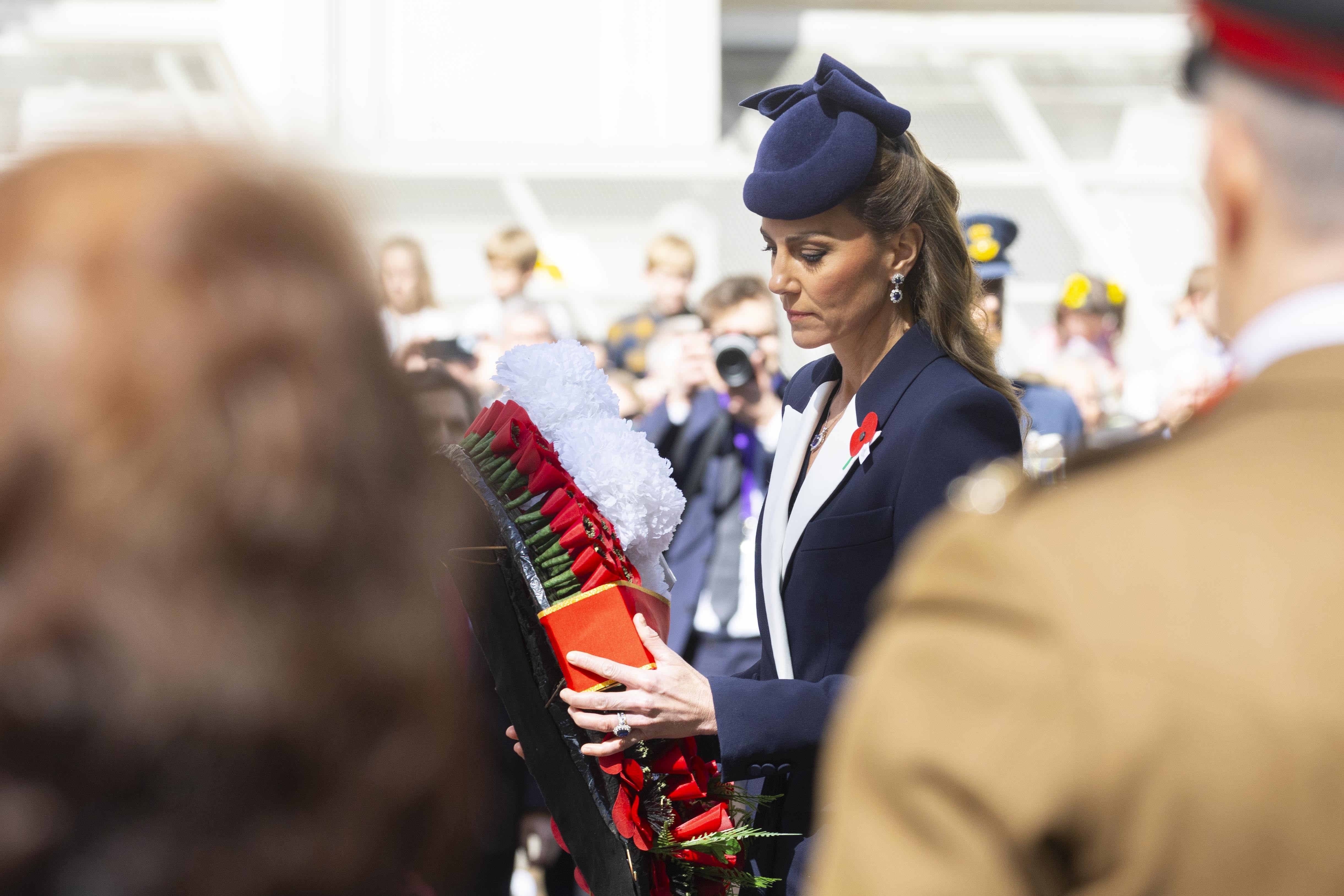 The Princess of Wales holding the wreath
