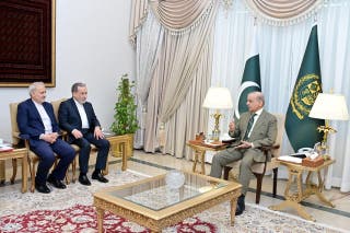 Pakistan's Prime Minister Shehbaz Sharif meets with Iranian Foreign Minister Abbas Araghchi in Islamabad, Pakistan, April 25, 2026.