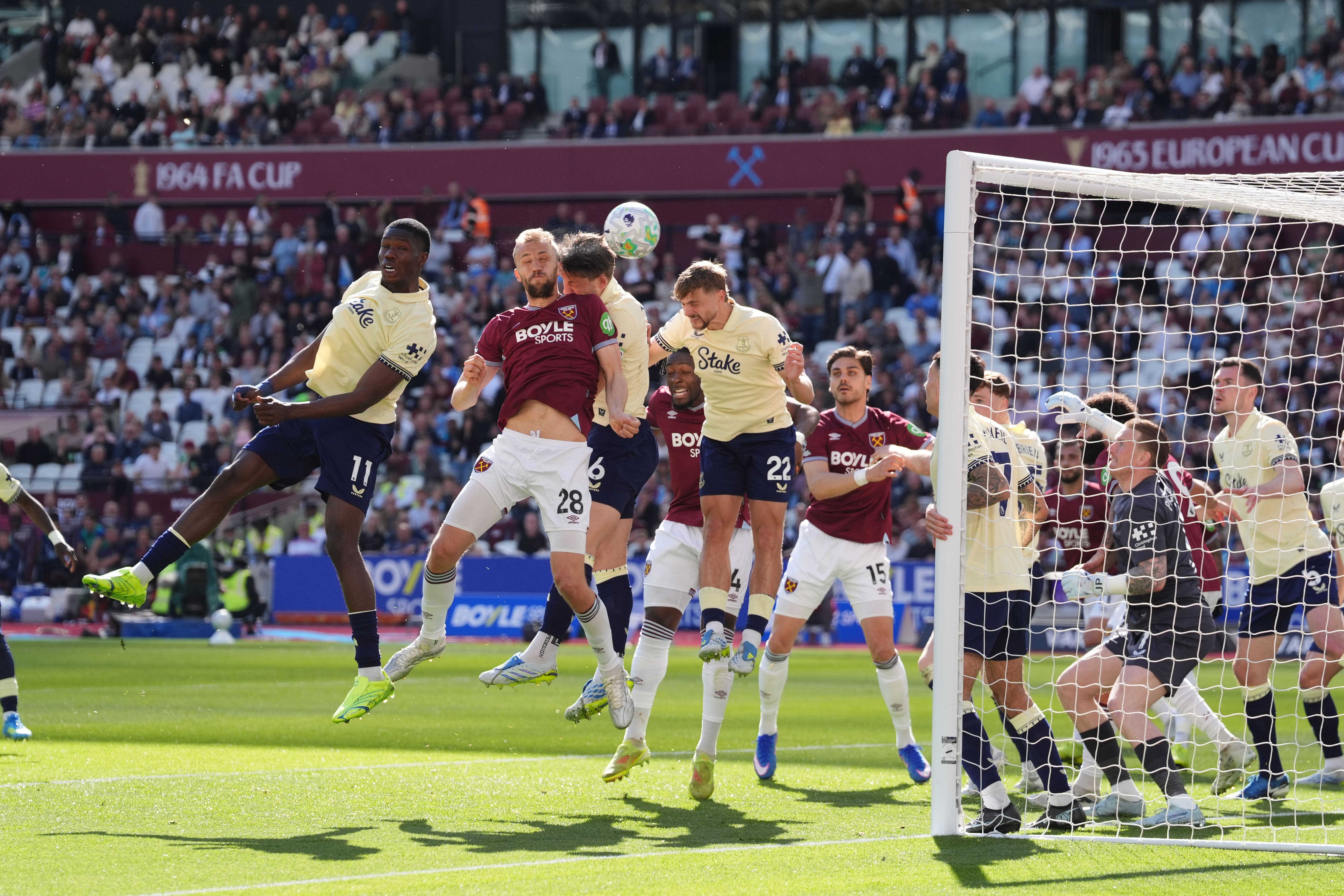 Tomas Soucek scores West Ham’s first goal (Jonathan Brady/PA)