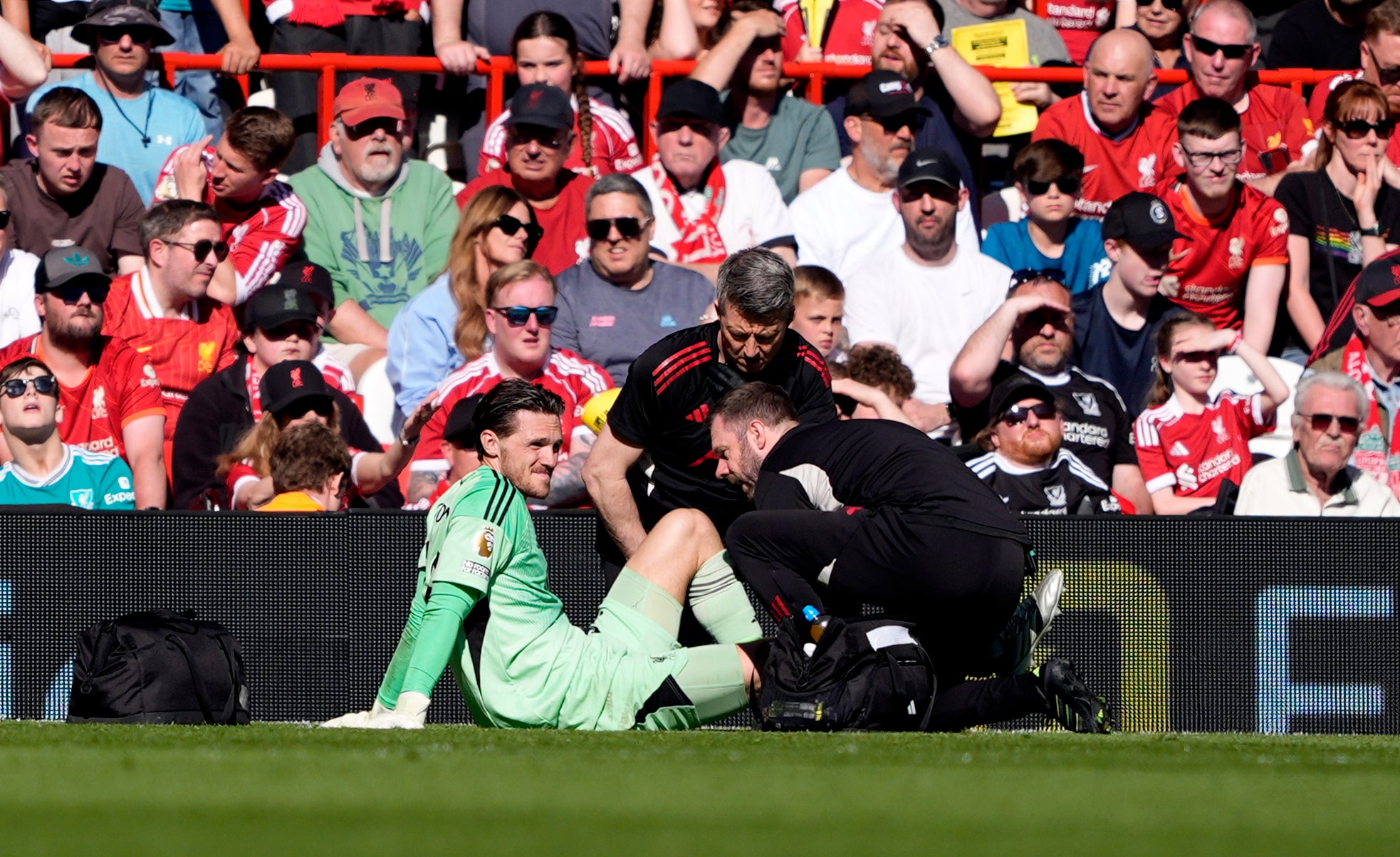 Freddie Woodman was injured during Crystal Palace’s goal
