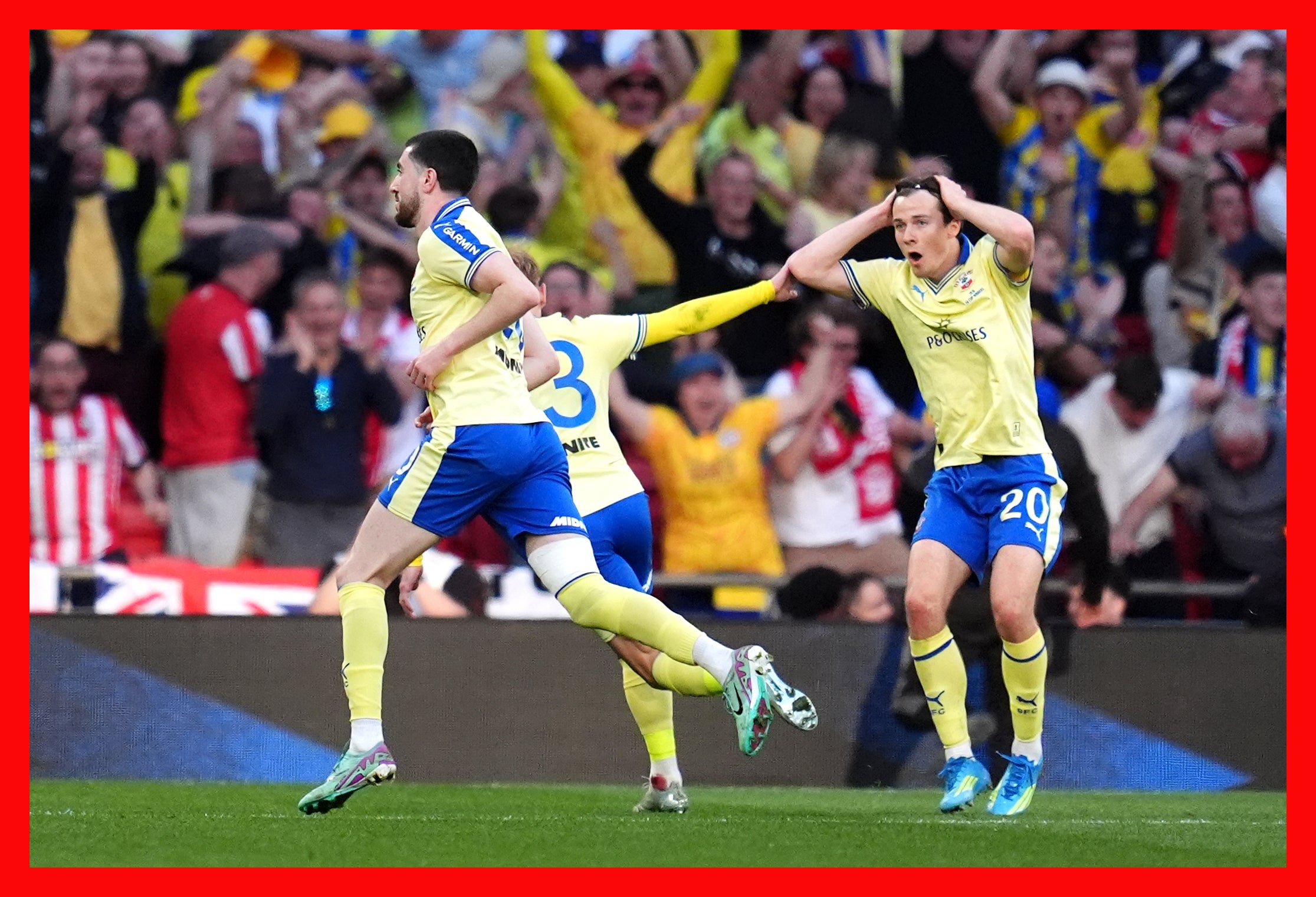 Finn Azaz, left, celebrates scoring Southampton's goal