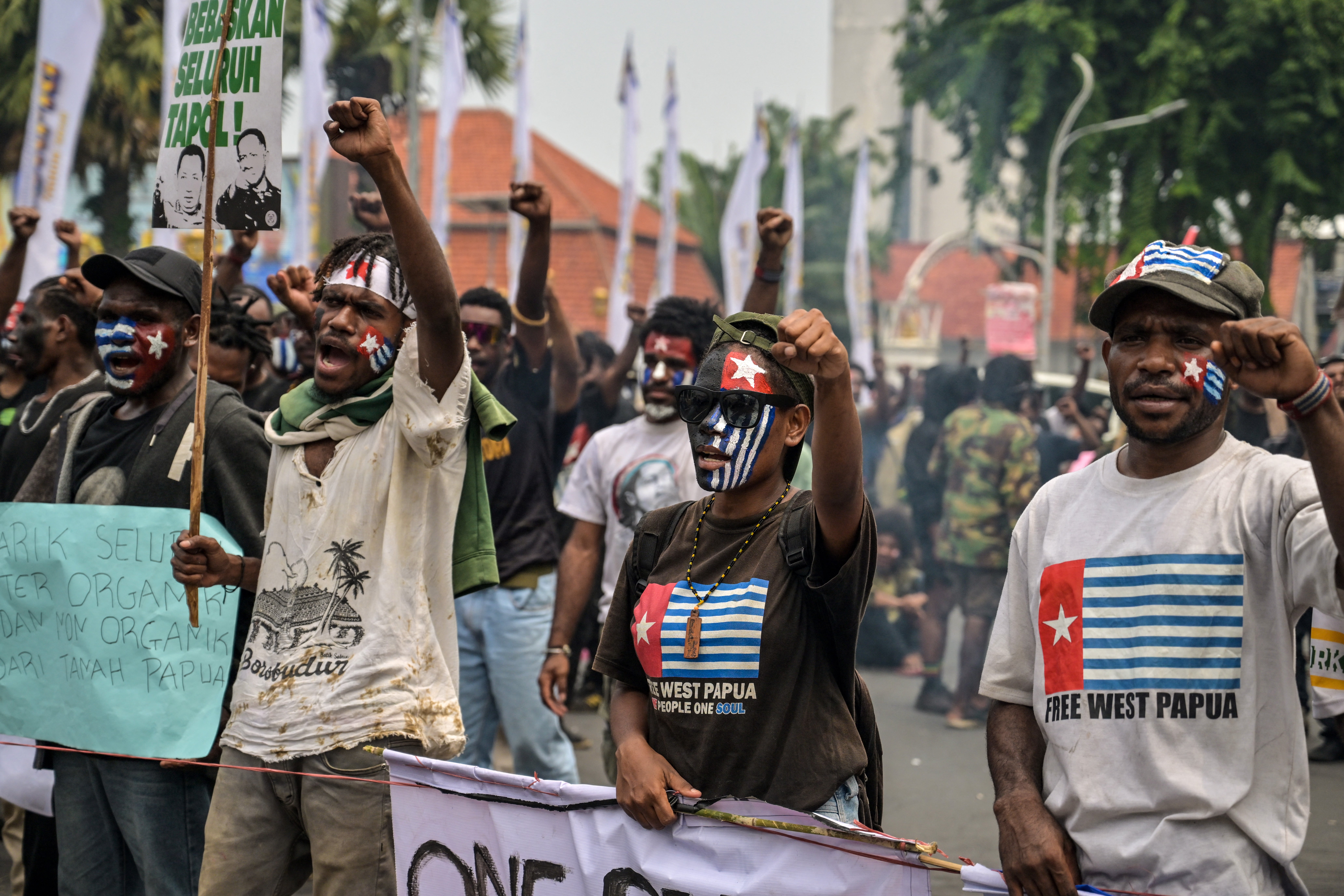 Protesters have taken to the streets of Indonesia