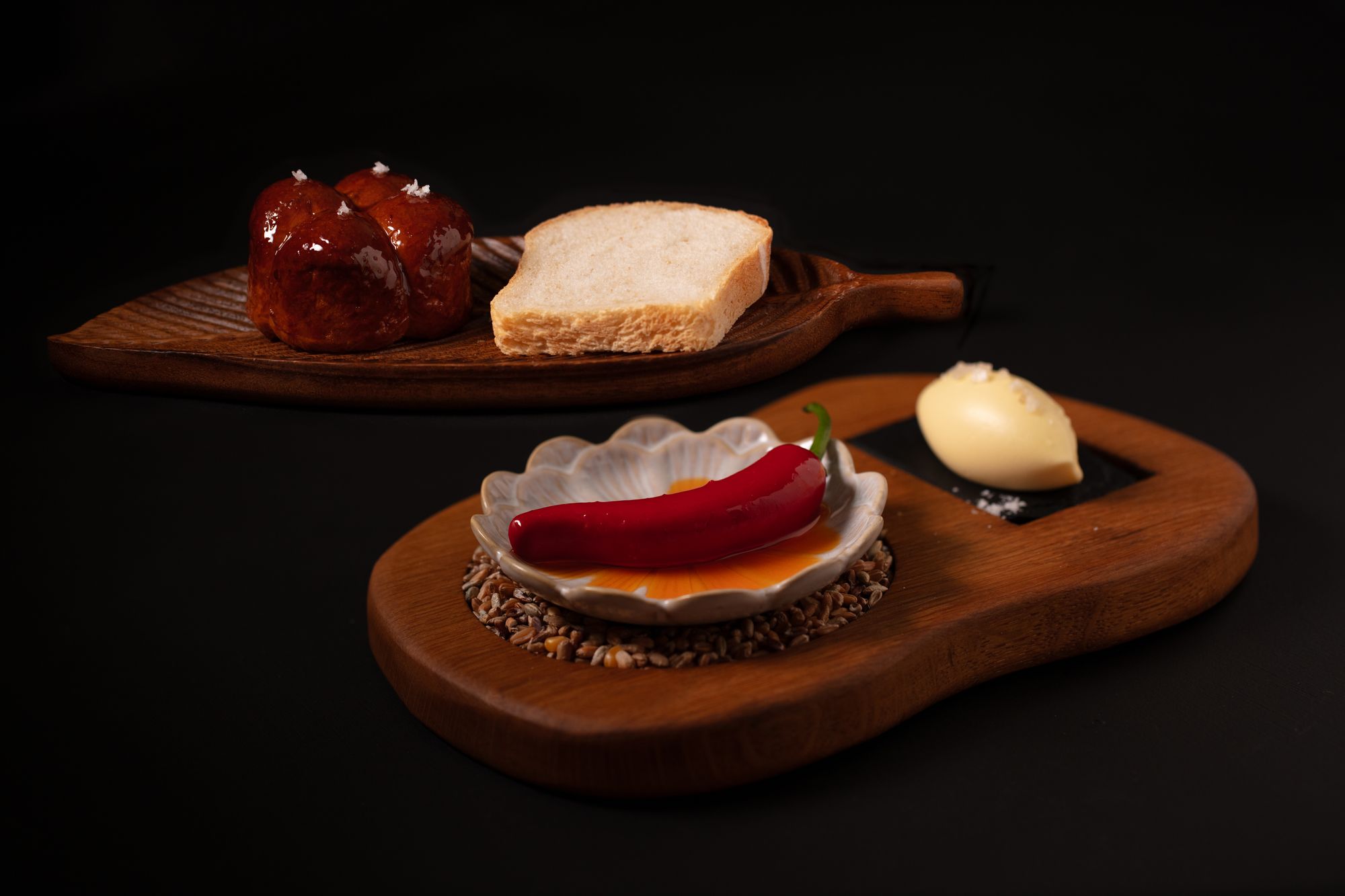 The bread course with chilli butter at The Cedar Tree restaurant