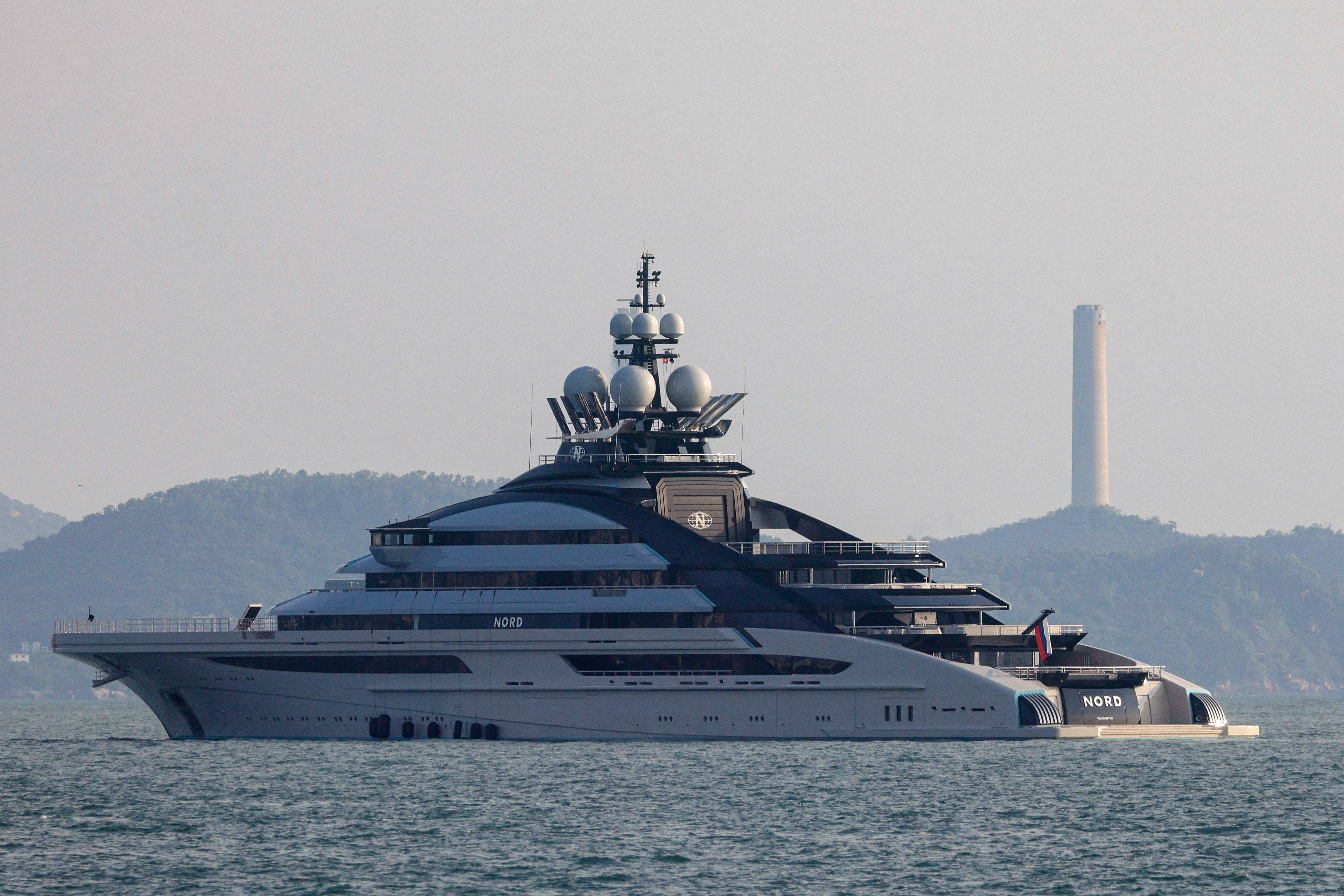 Nord - a 142-meter (465-foot) yacht worth over $500 million - left a Dubai marina at around 2pm on Friday, crossed the strait on Saturday morning
