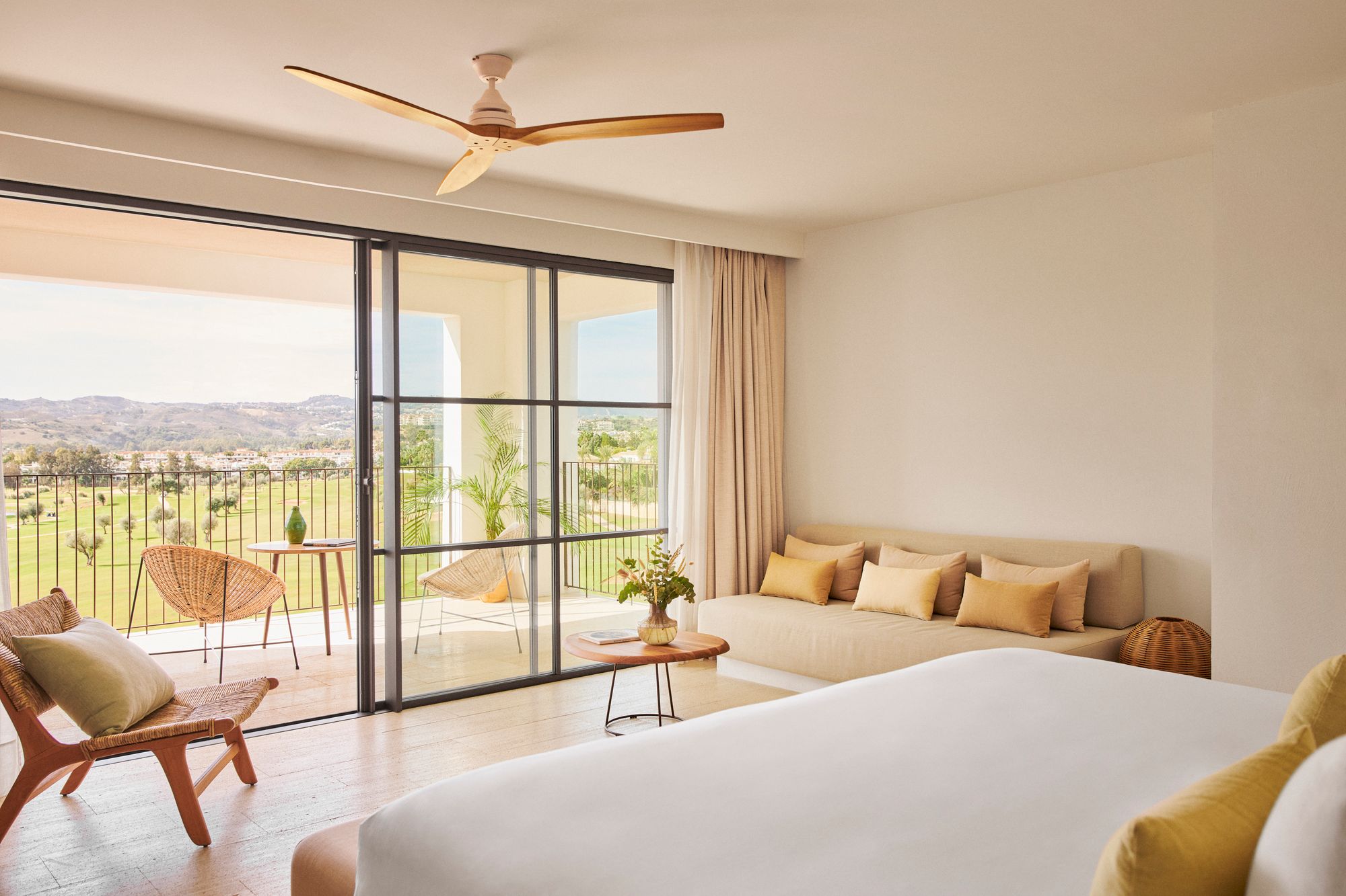 Some rooms look out over the golf course