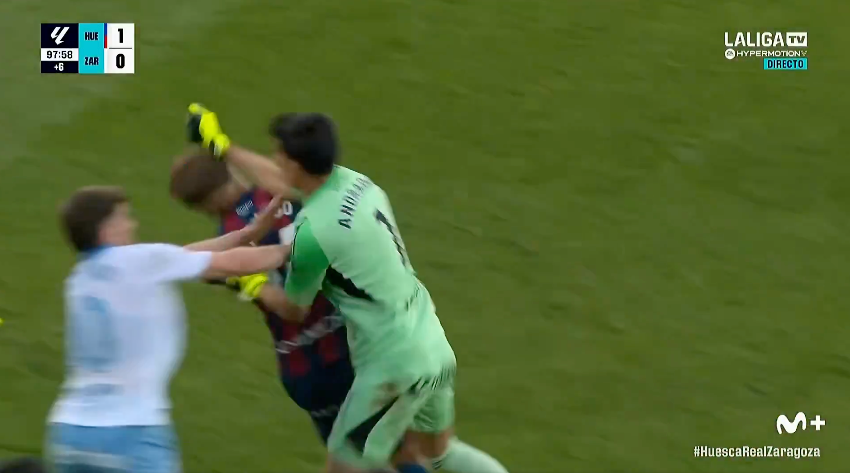 Goalkeeper lays out opponent to spark mass brawl in Spanish derby