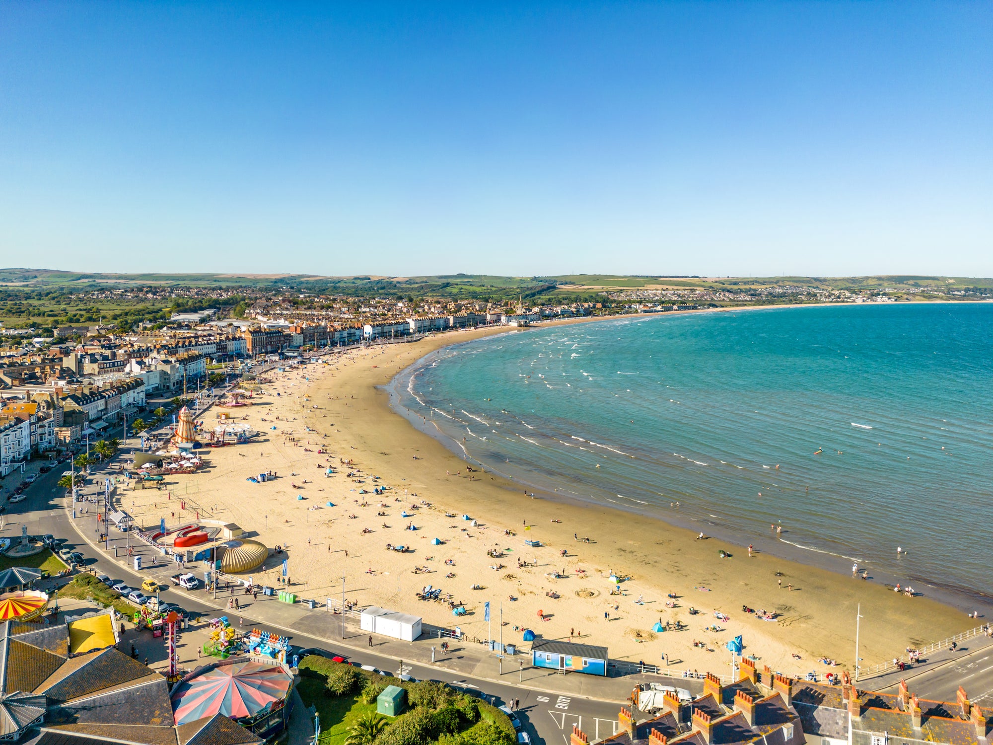 Weymouth beach is less busy than the nearby beaches in Bournemouth