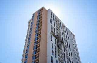 An apartment building damaged by a Russian drone strike, amid Russia's attack on Ukraine in Odesa