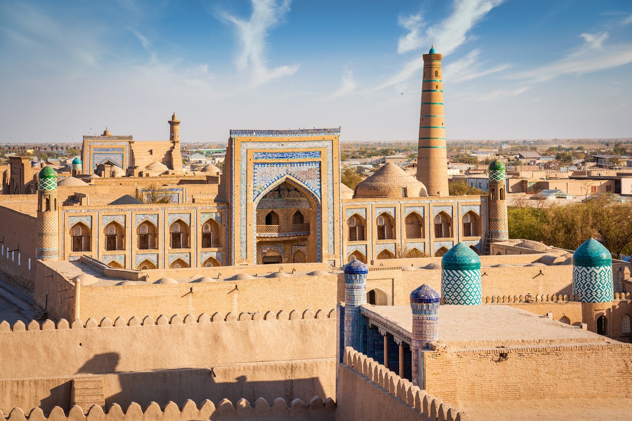 Itchan Kala rooftop view over the famous old city of Khiva