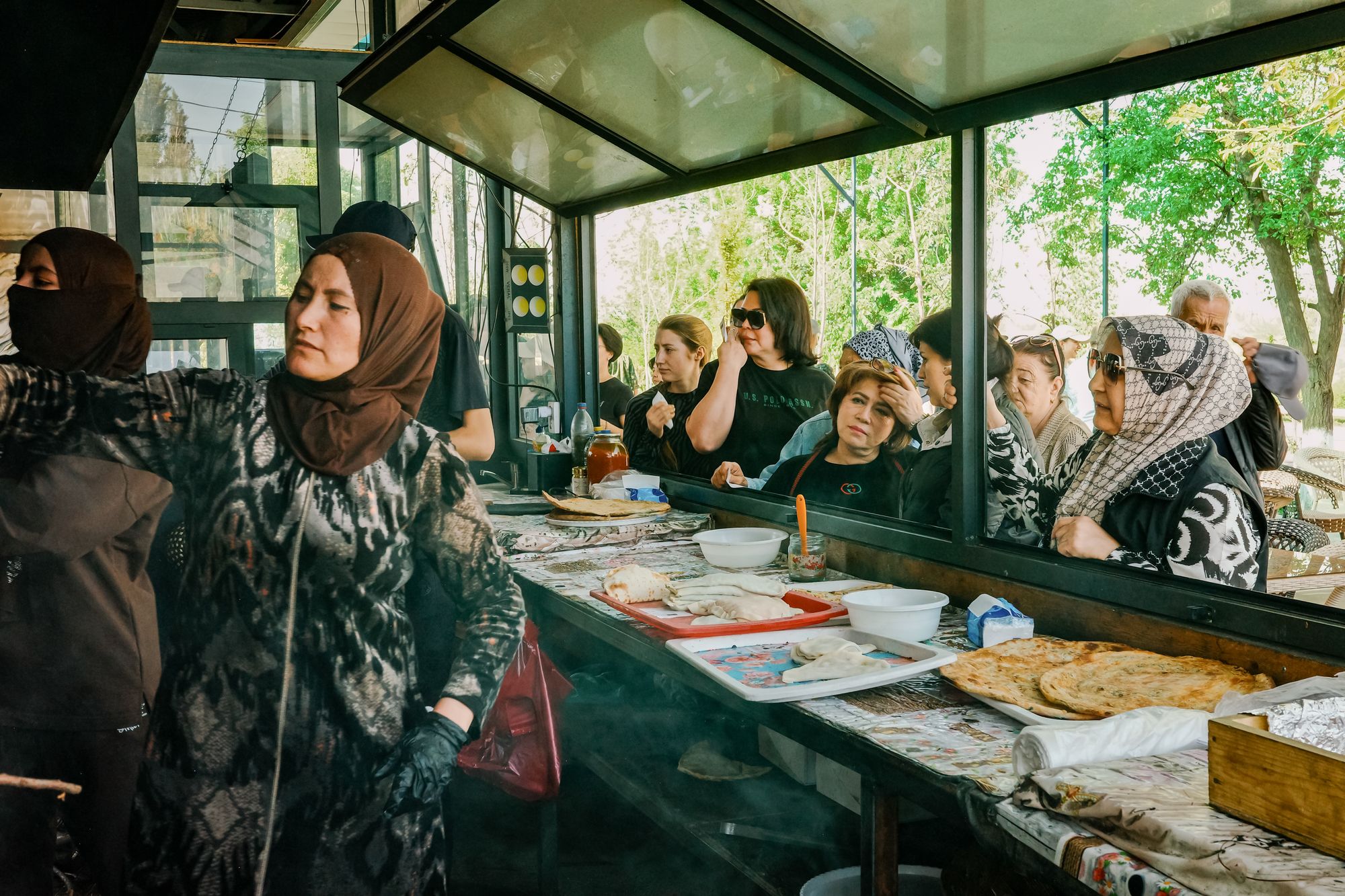 A roadside Somsa (Samosa) kitchen selling pumpkin or greens filled somsa near Chirchiq about an hour northwest of Tashkent