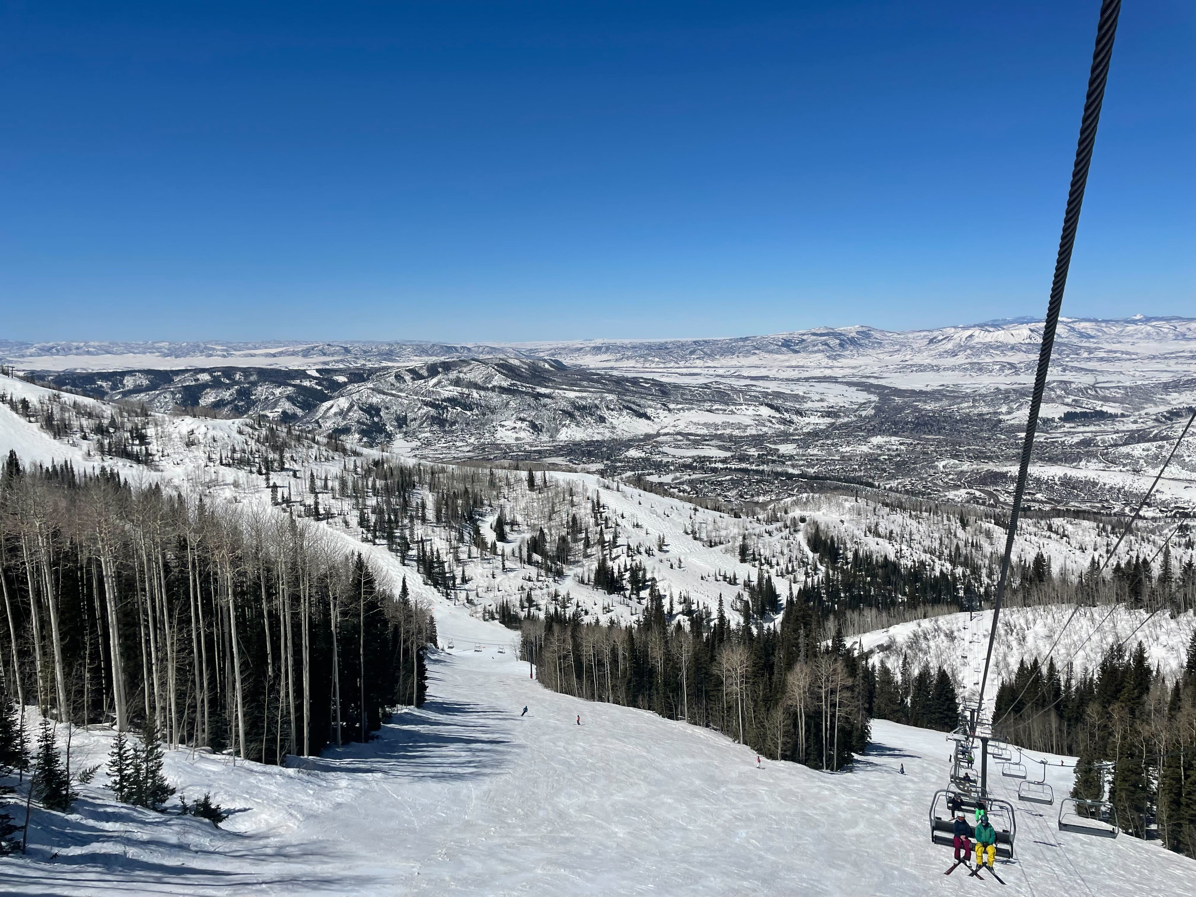 The ski slopes near Steamboat Springs, Colorado. Tourism is the main driver of the local economy, powered by tens of thousands of visitors who come to ‘Ski Town USA’ to hit the slopes, fly fish on local rivers, or attend the professional rodeo series held at the base of Colorado’s oldest public ski area, in operation since 1915