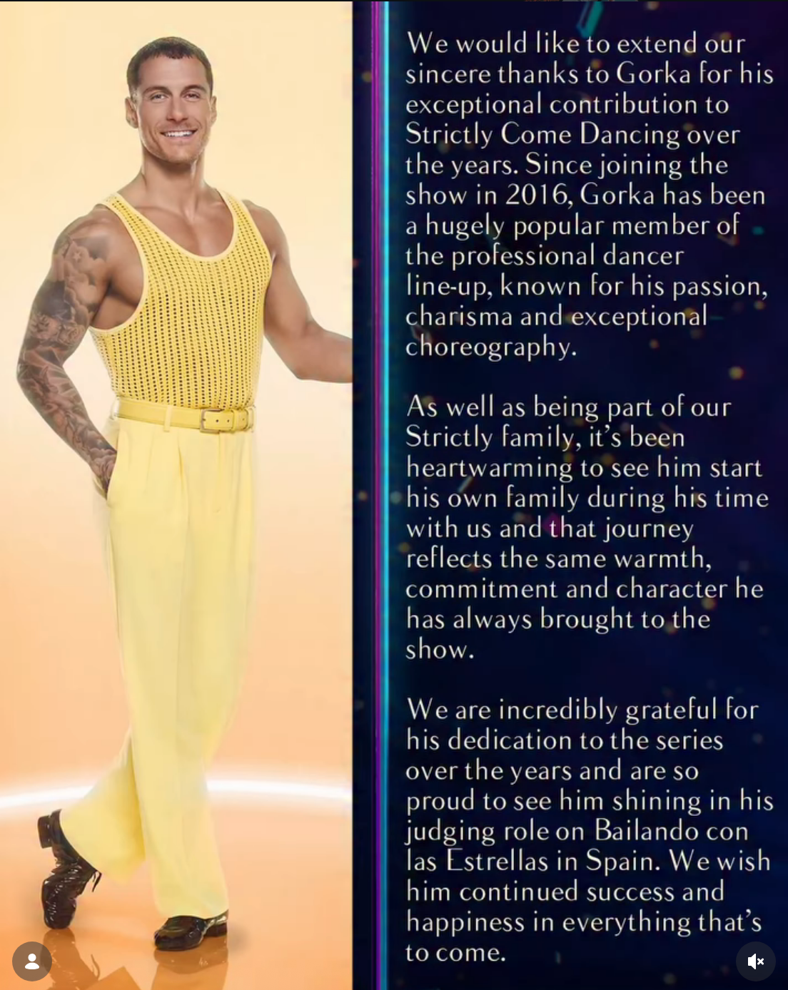 A estrela diz que sempre será extremamente grato ao programa e à BBC “por tudo”.