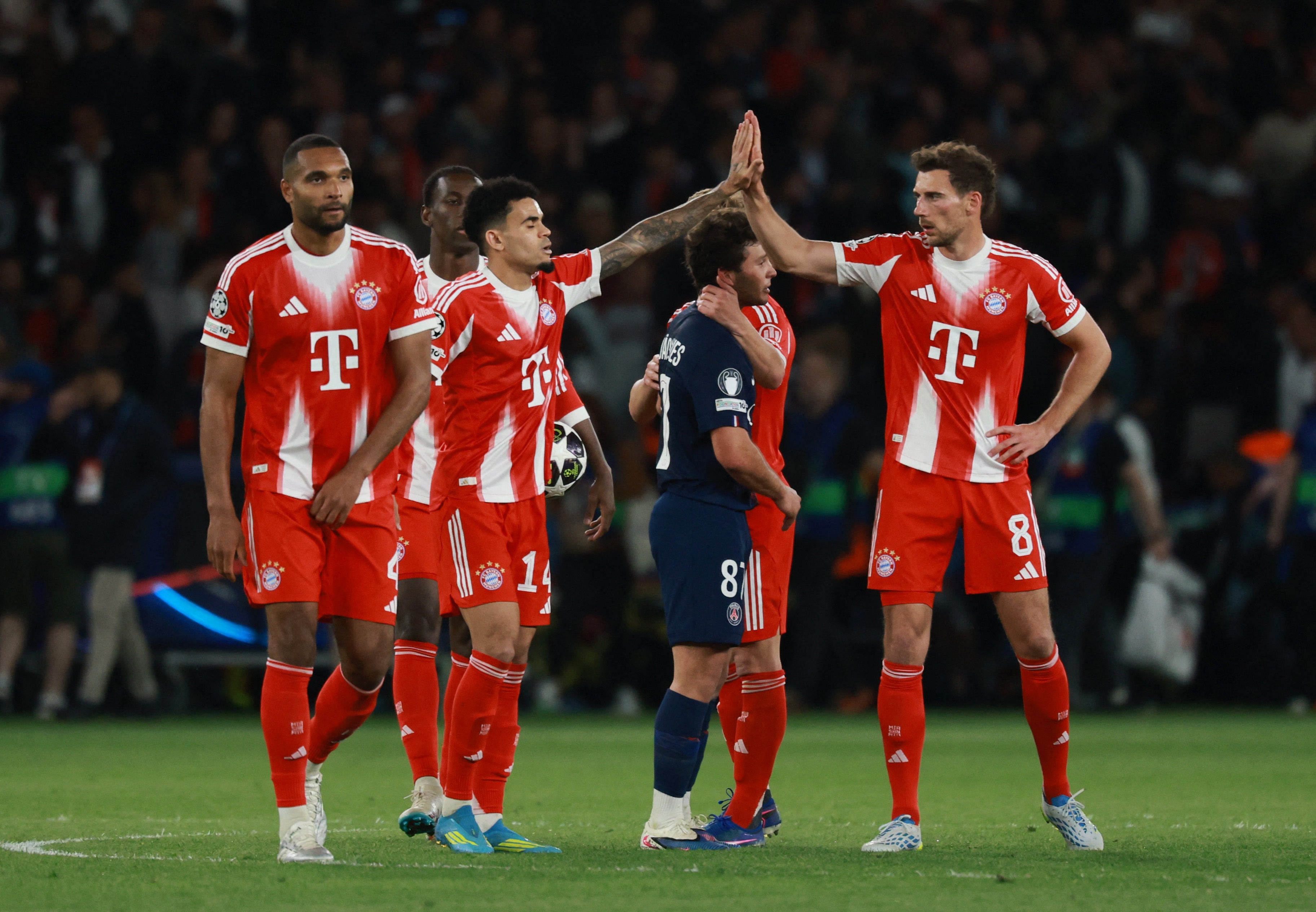 Dayot Upamencano and Luis Diaz scored late for Bayern to keep this Champions League tie in the balance for the second leg
