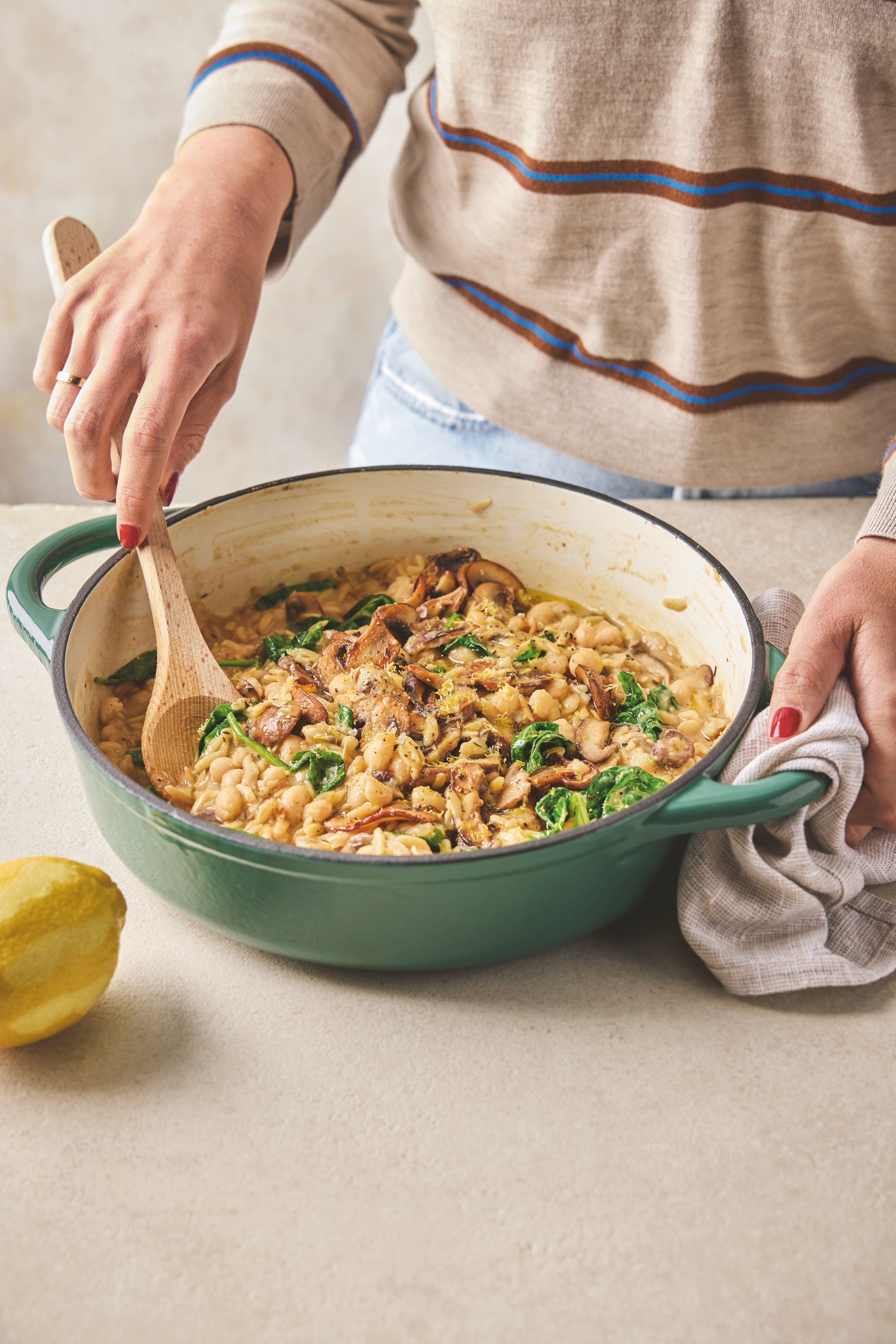 A one-pan orzo that leans on miso, lemon and beans for depth – ready in under 30 minutes