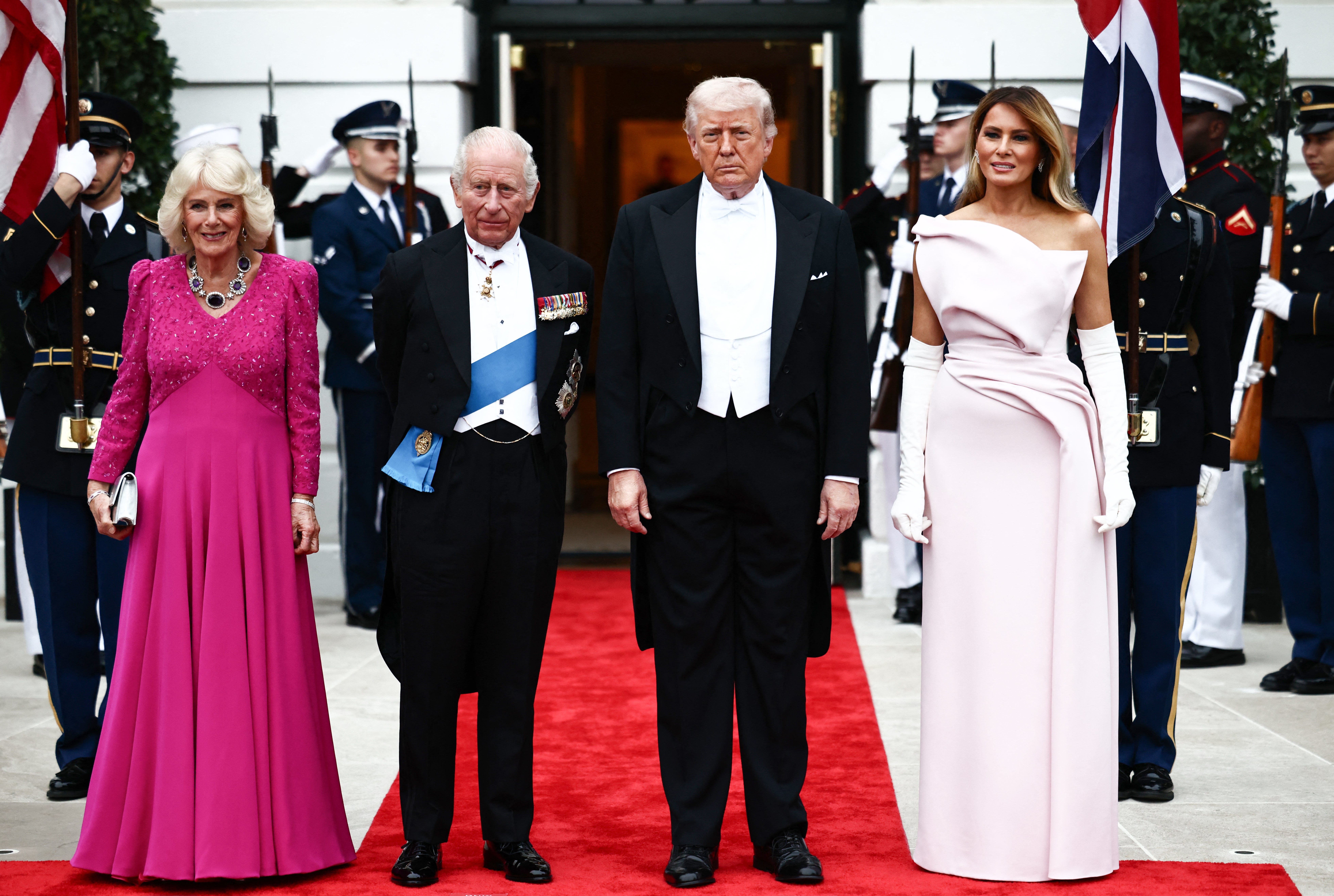 The White House is serving a three-course meal, plus dessert made with honey from Melania Trump’s beehive, during its state dinner with King Charles and Queen Camilla