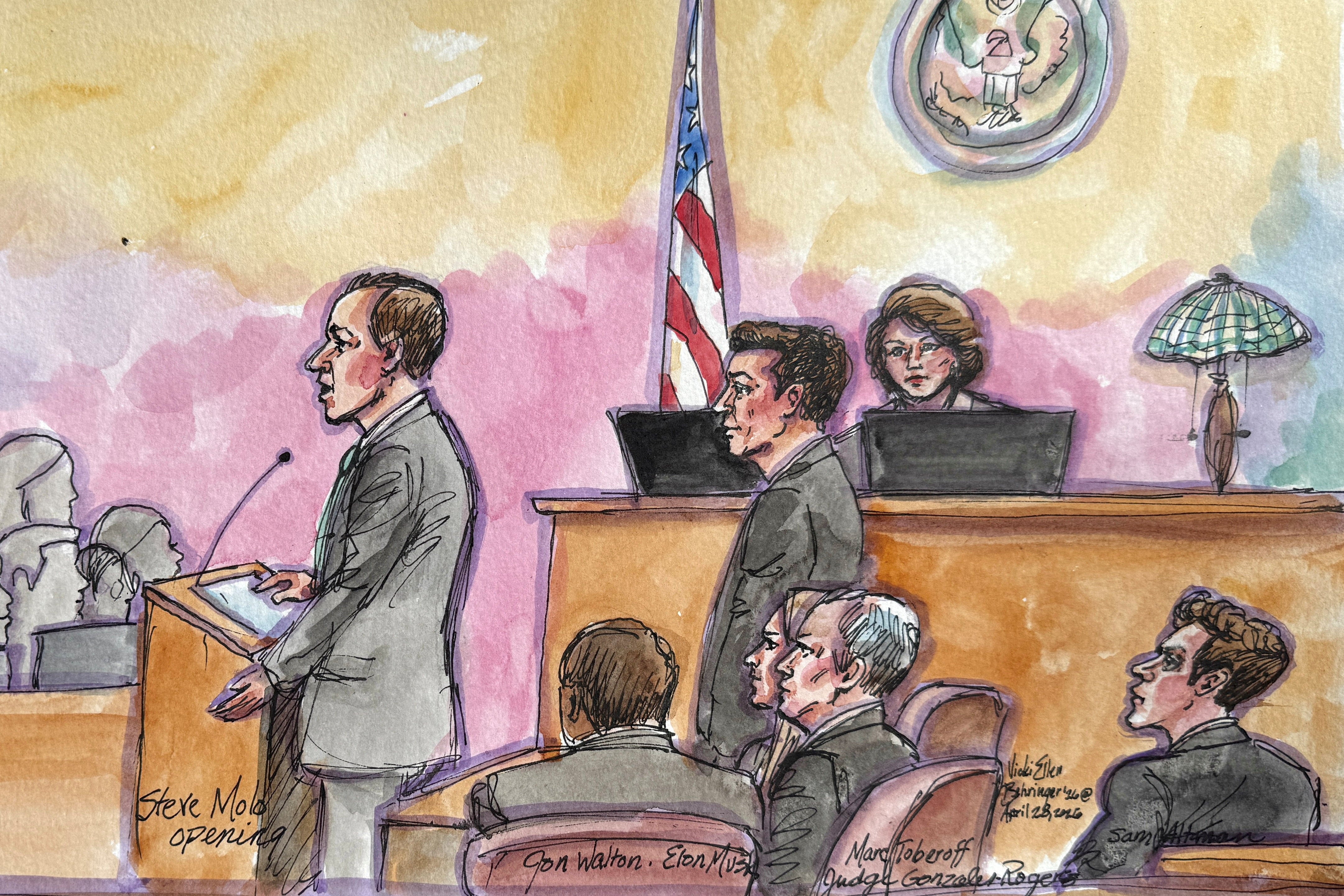 A nine-person jury was selected Monday, with the trial scheduled to last three weeks