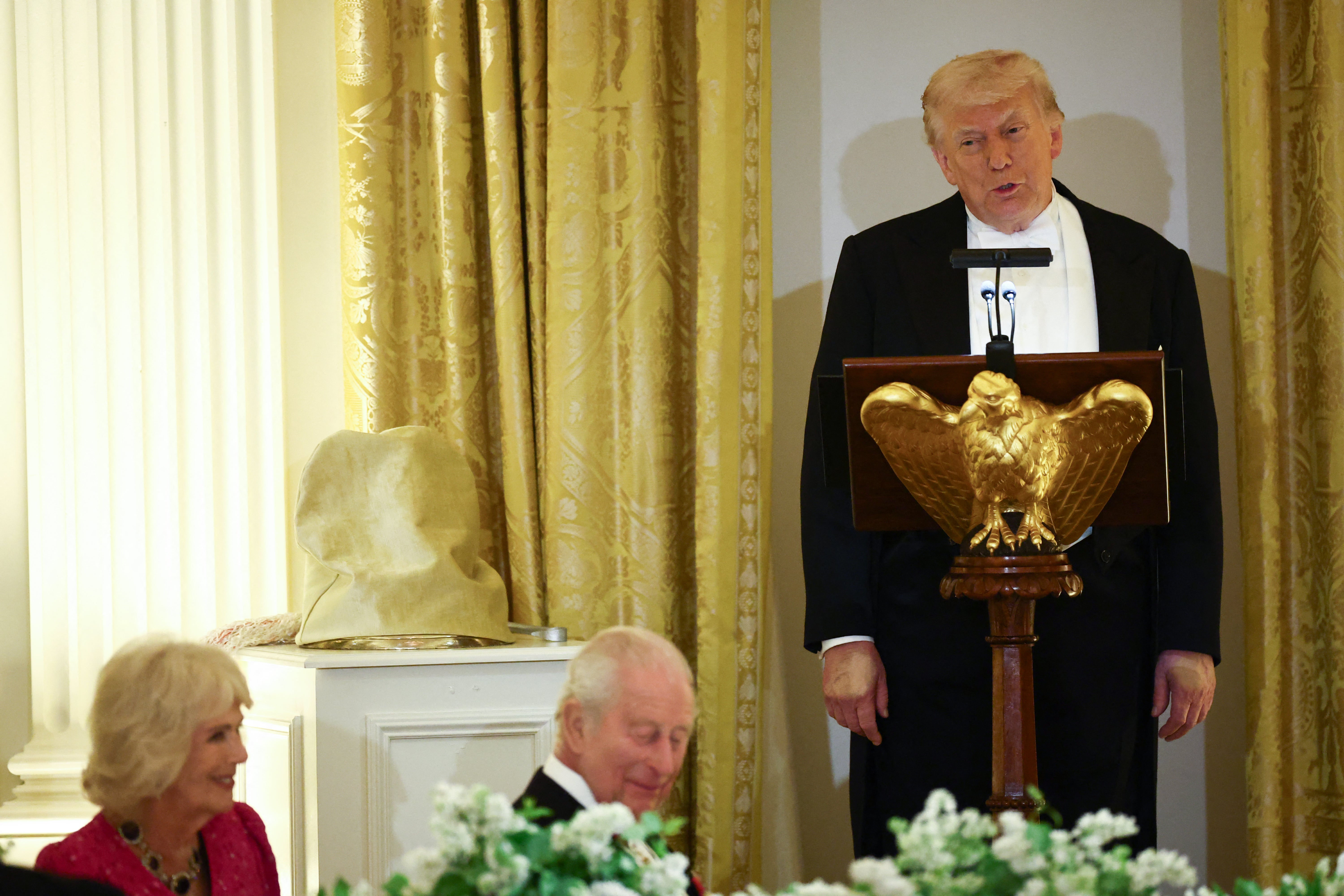 Donald Trump speaks on 28 April 2026