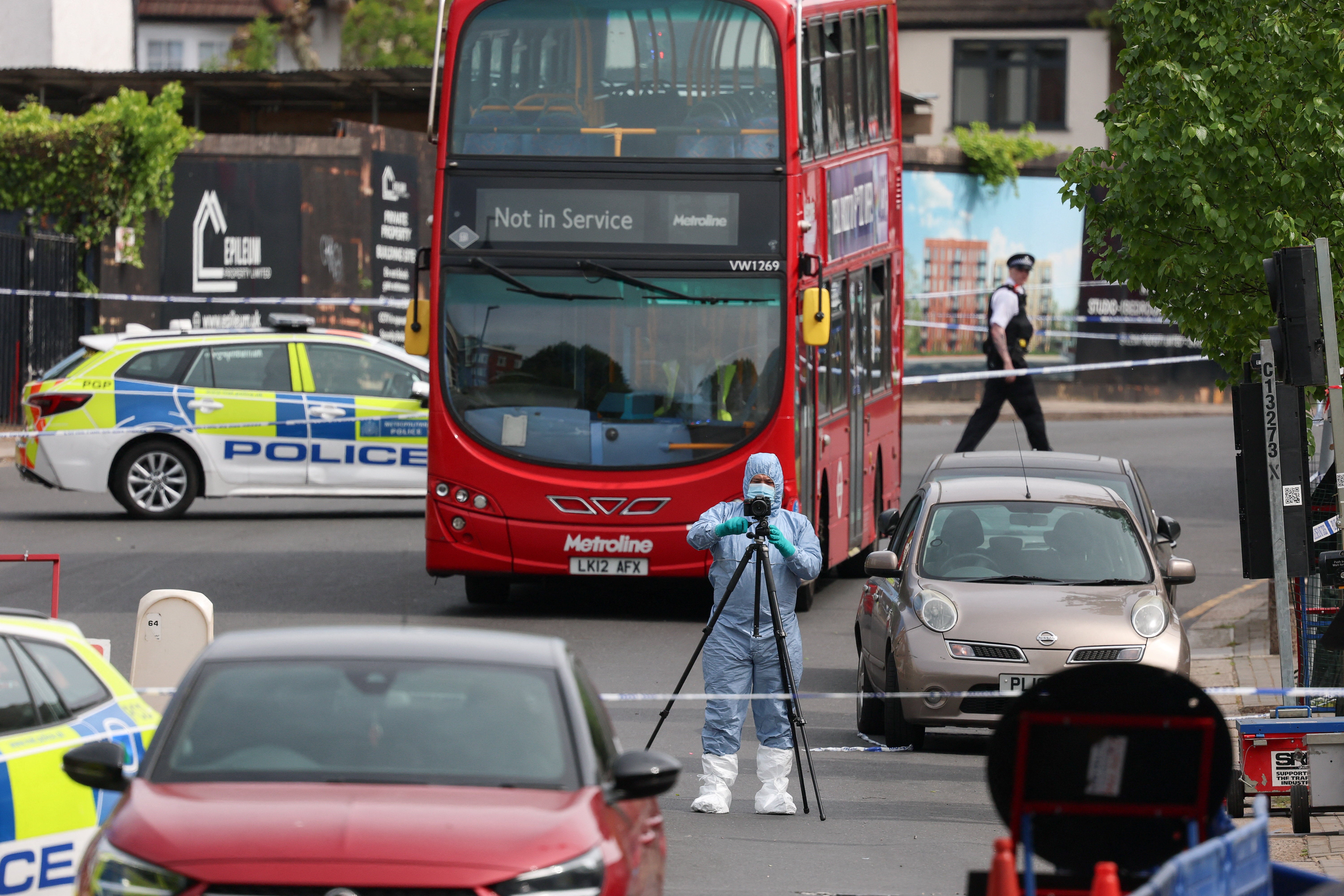 The scene is around half-a-mile from a memorial wall where an attempted arson attack took place on Monday, and near where four Jewish community ambulances were destroyed by fire in late March