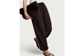 F&F linen chocolate brown balloon trousers