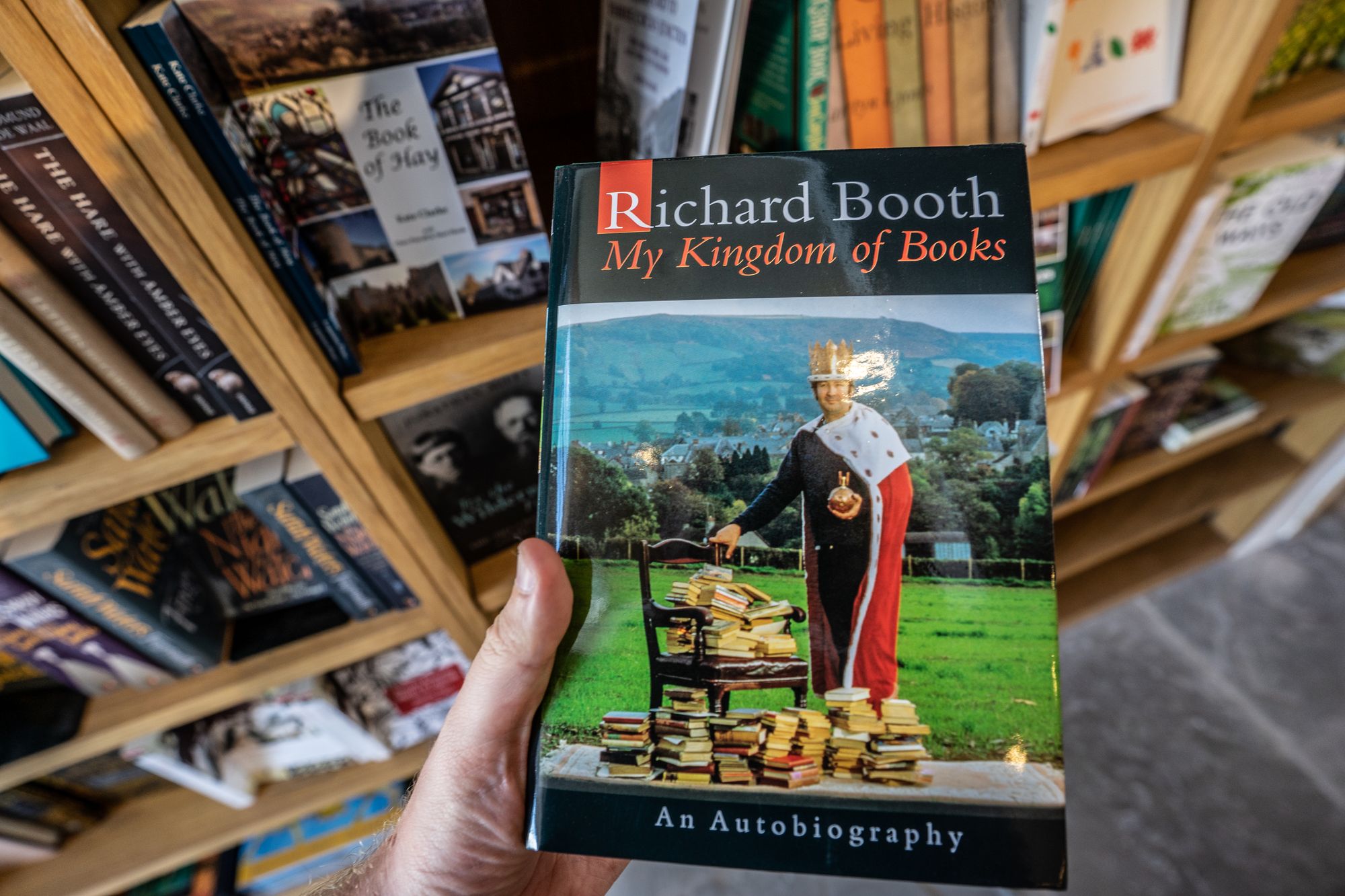 Richard Booth's autobiography, for sale in Hay