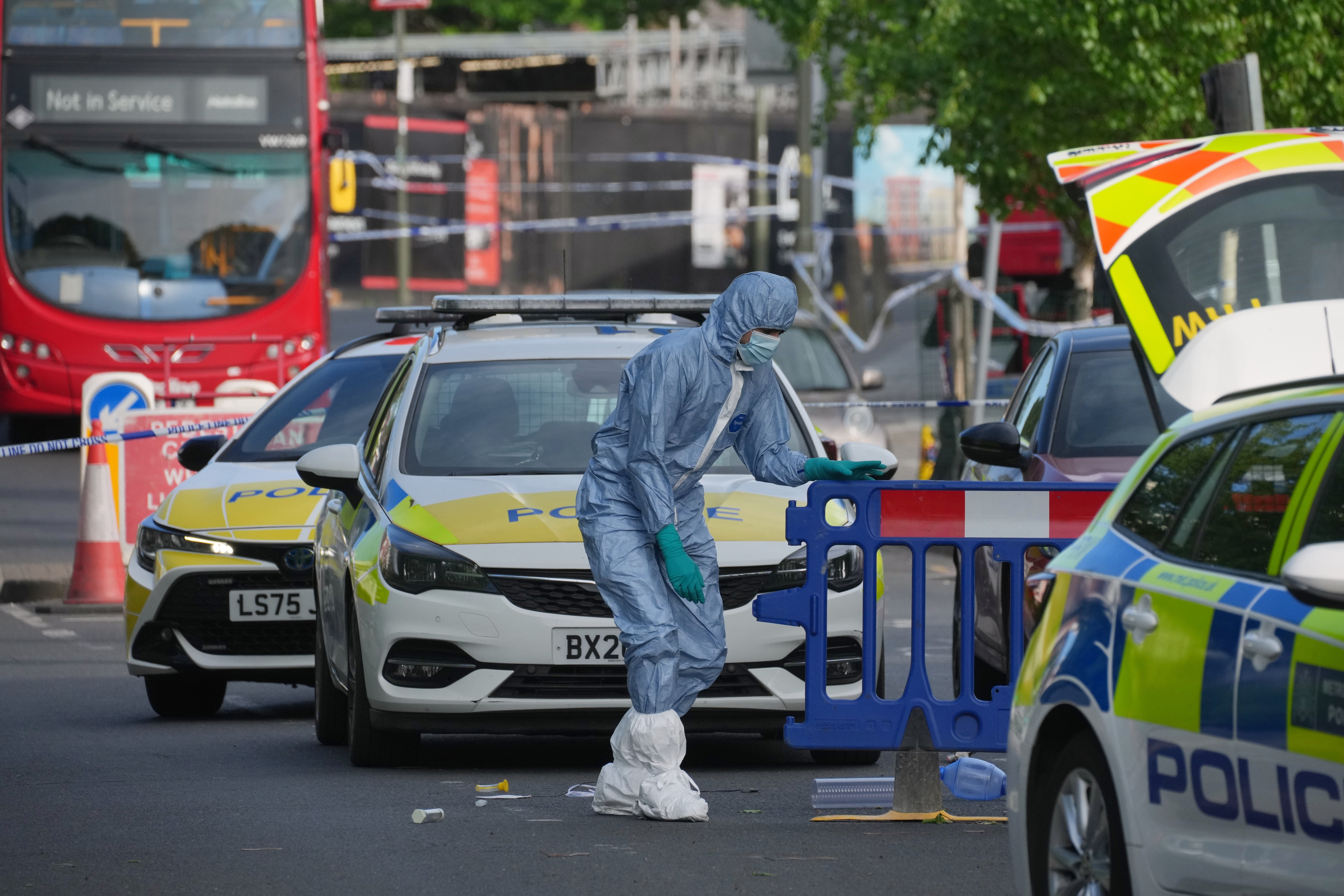 Forensic officers at the scene in Golders Green