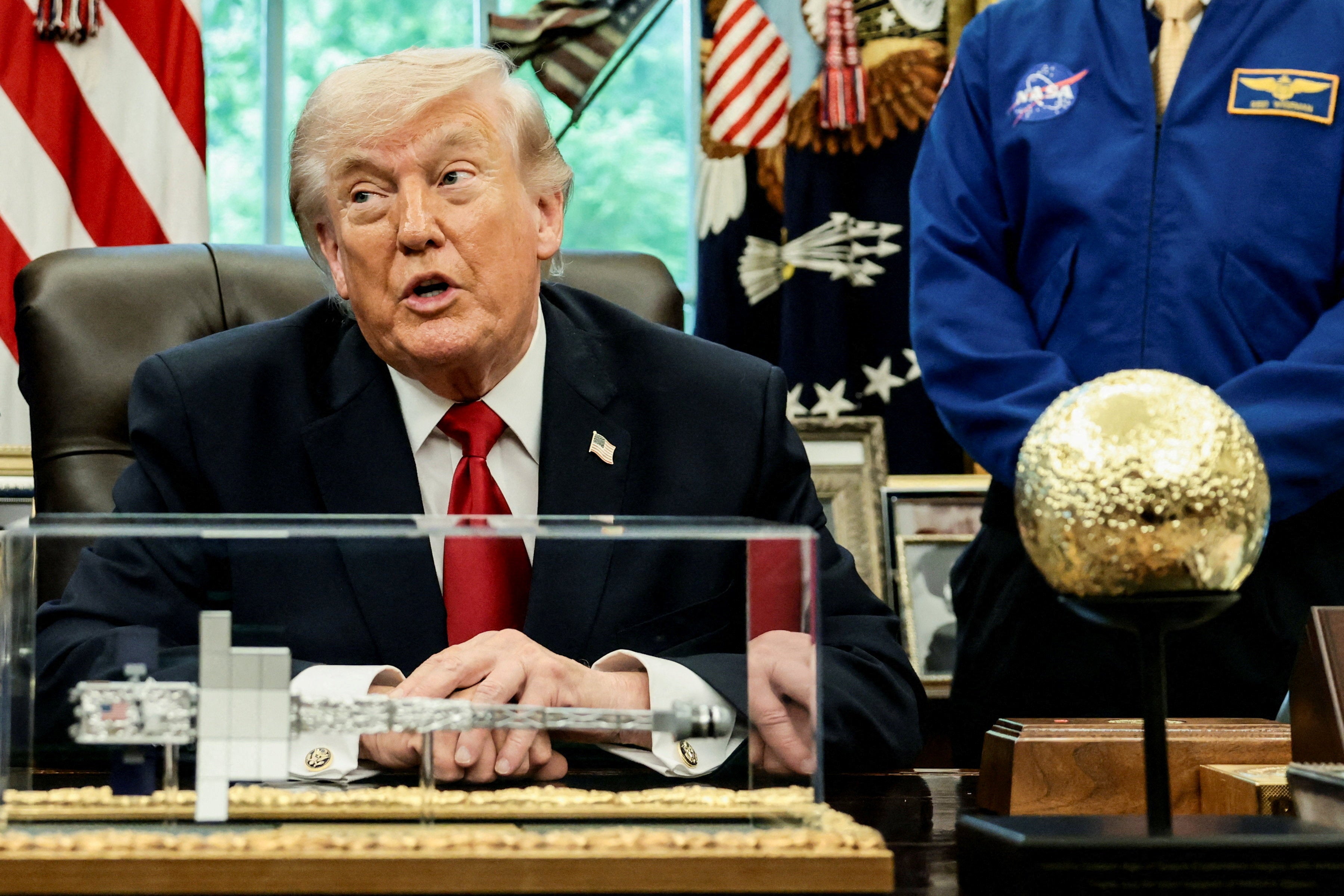 President Donald Trump hosted Artemis II astronauts in the Oval Office and address several topics - but only briefly talked about space efforts