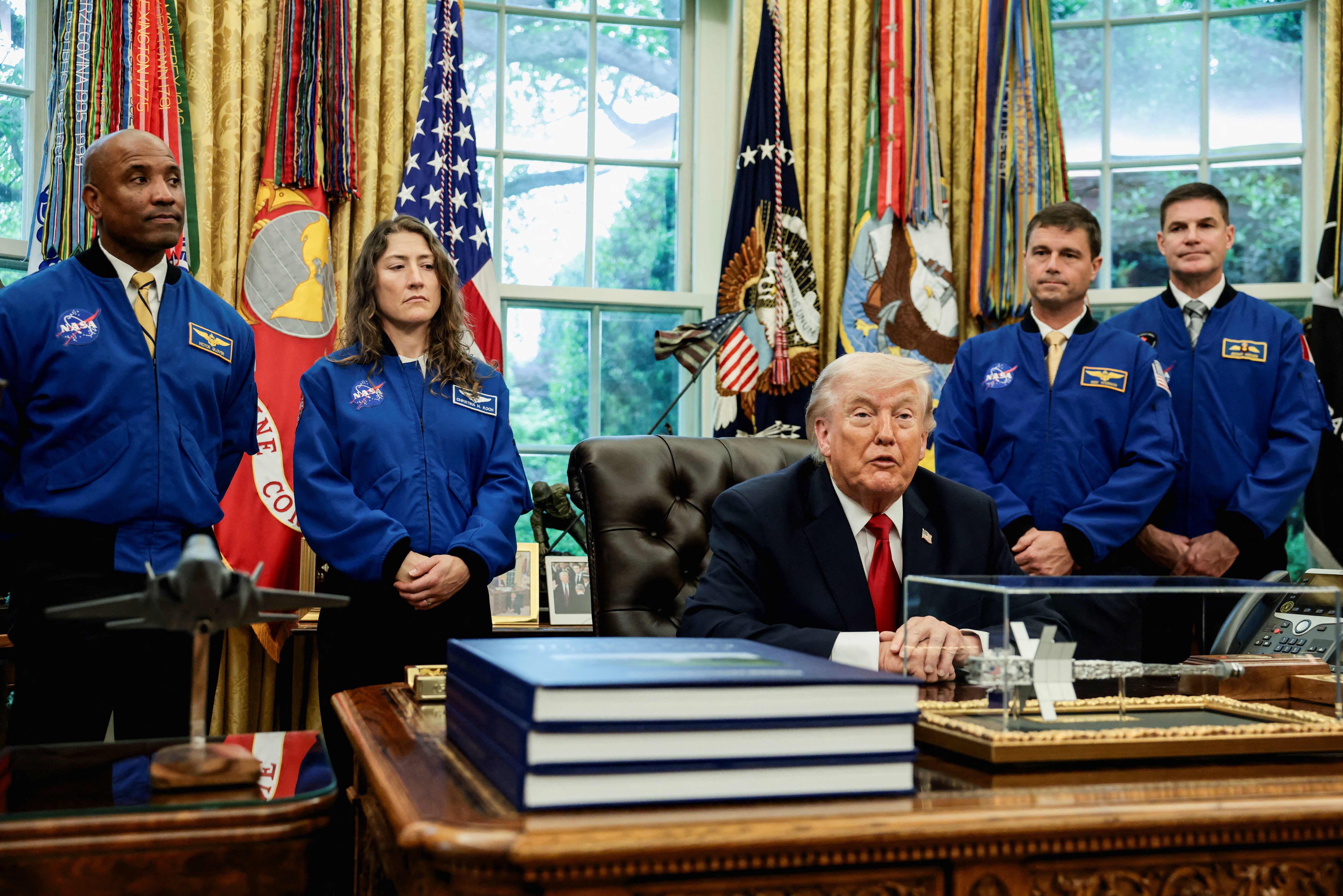 Donald Trump meets Artemis II astronauts in the Oval Office