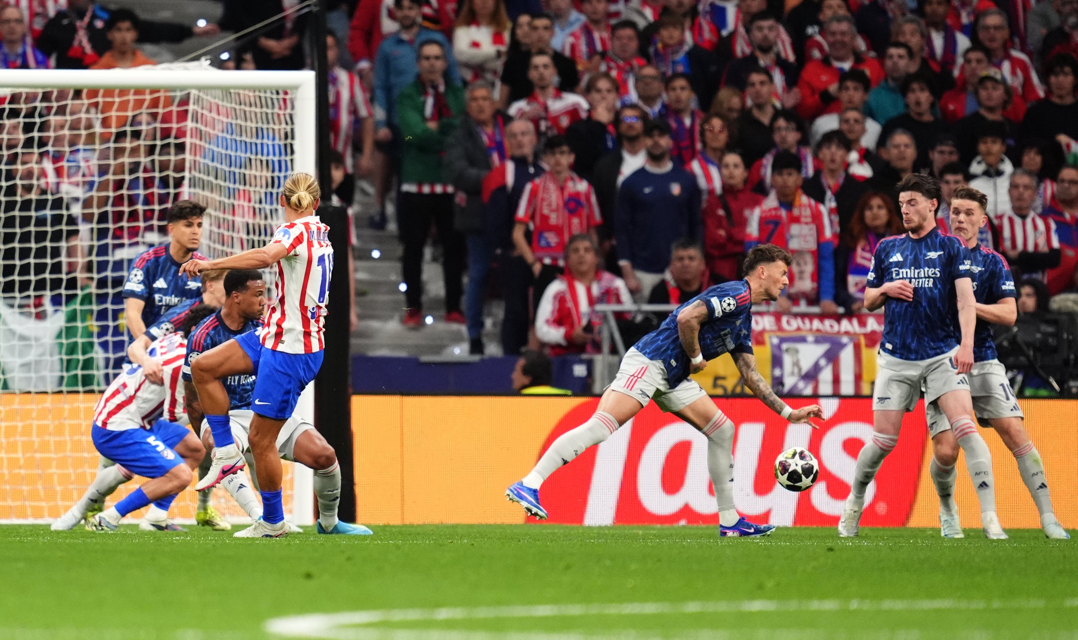 White's trailing arm allowed Atletico back into it as he conceded a penalty in the second half