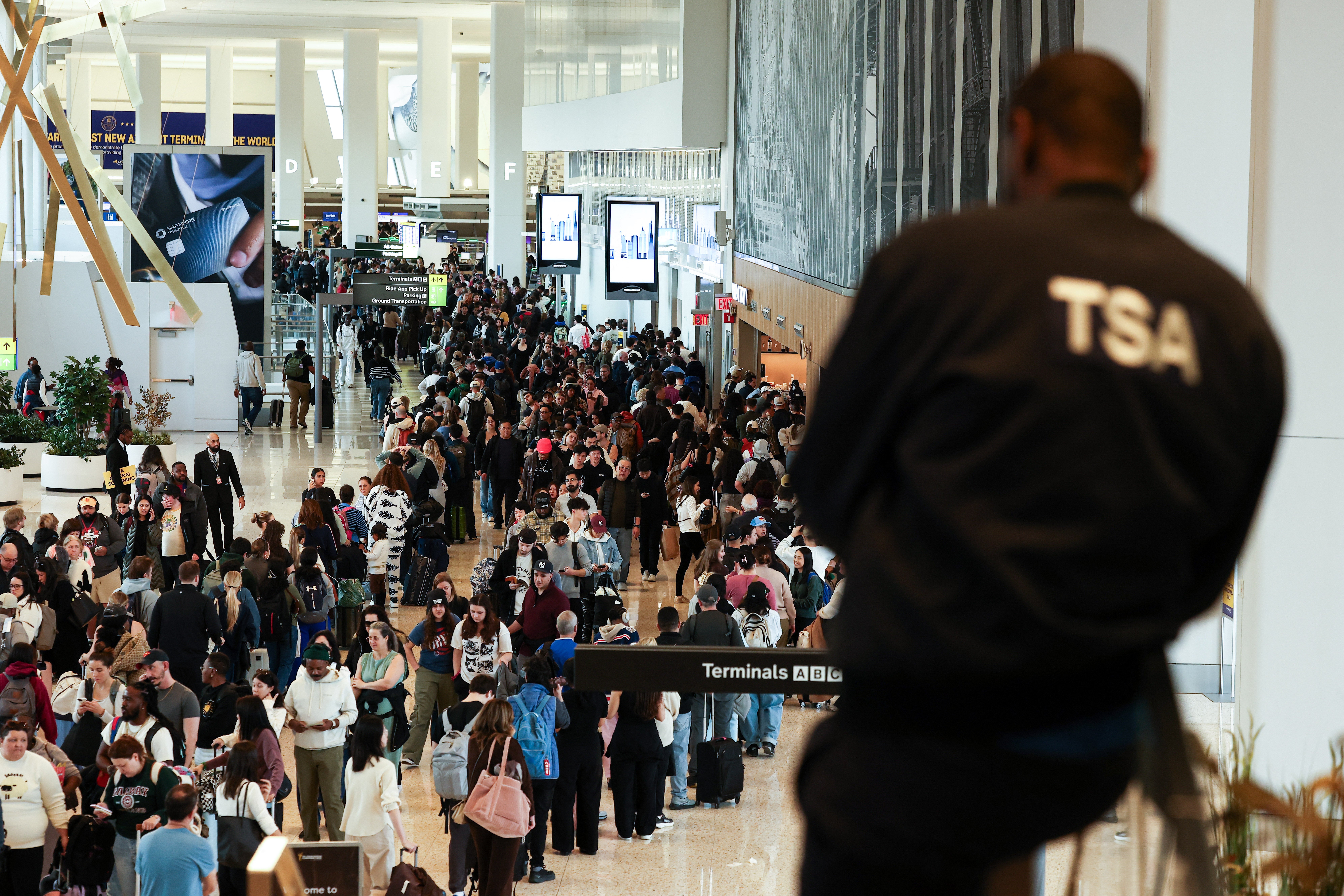 Travelers faced long lines and delays at airport security checkpoints last month as TSA employees worked without pay amid the ongoing DHS shutdown. President Donald Trump enabled DHS to pay its staff earlier this month, but that emergency funding could soon run out, Homeland Security Secretary Markwayne Mullin said