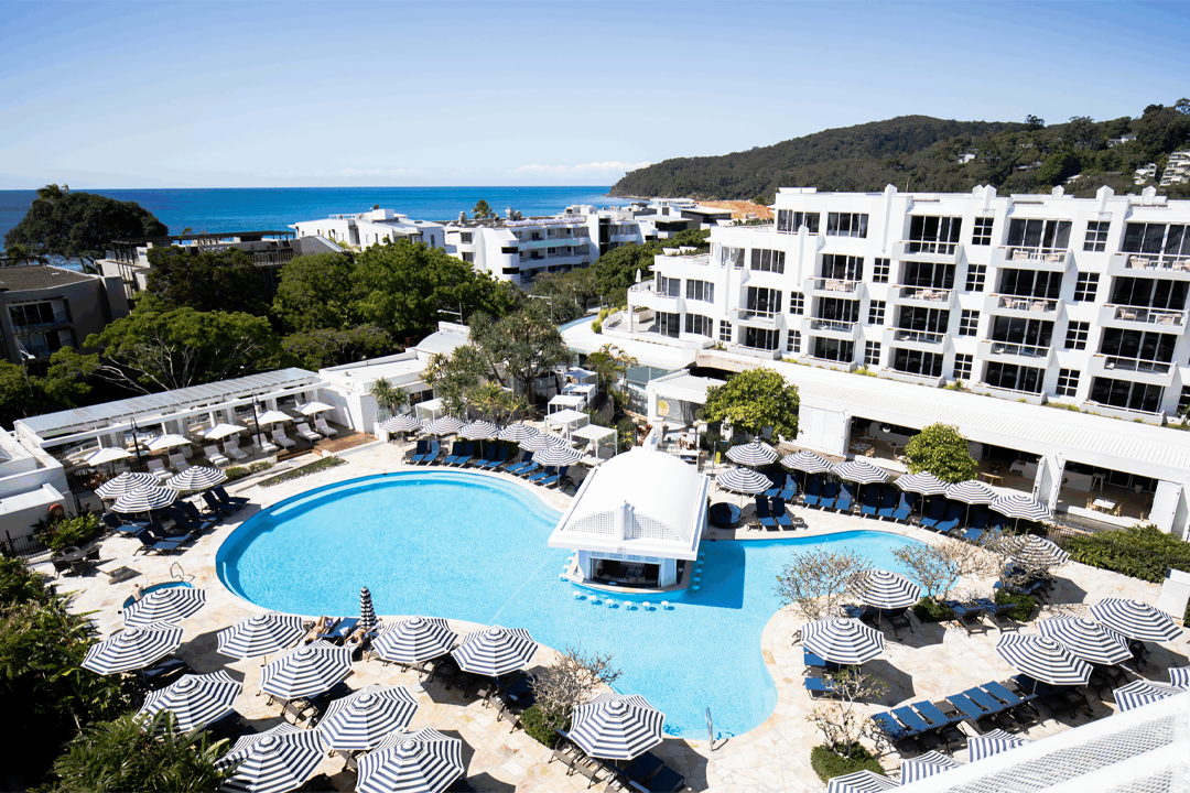 Elysium’s lagoon-style pool is the star of the show