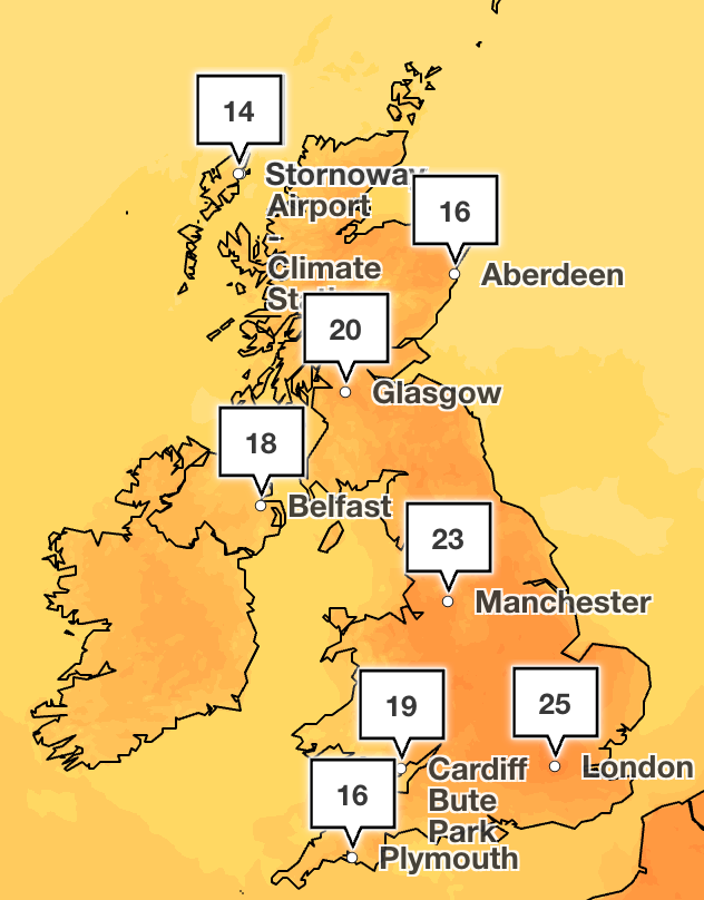 Temperatures will be higher in the South, though the North will still see mild weather on Friday