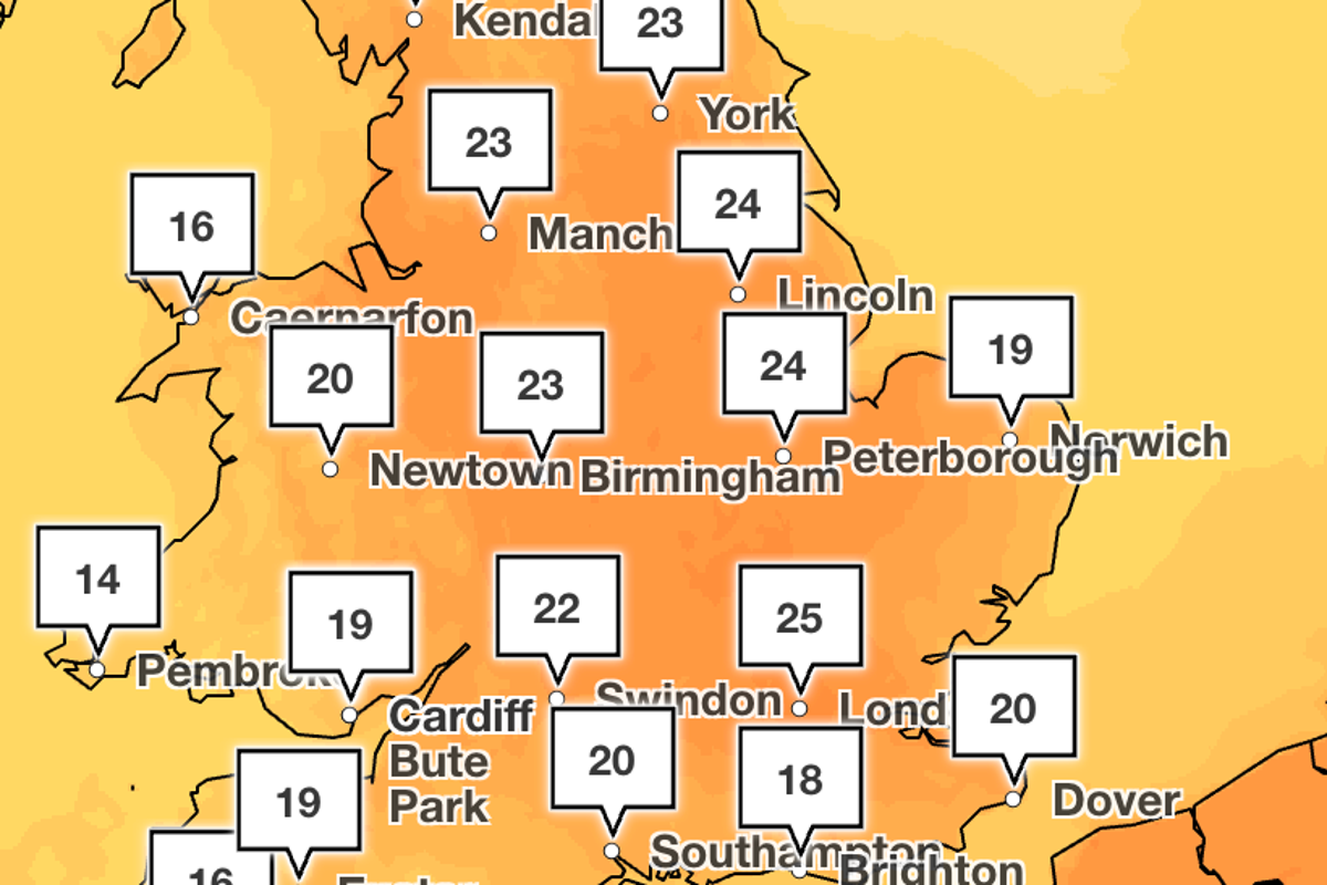 Mapped: Where the UK will see up to 25C temperatures this week – UK Times Mapped: Where the UK will see up to 25C temperatures this week – UK Times