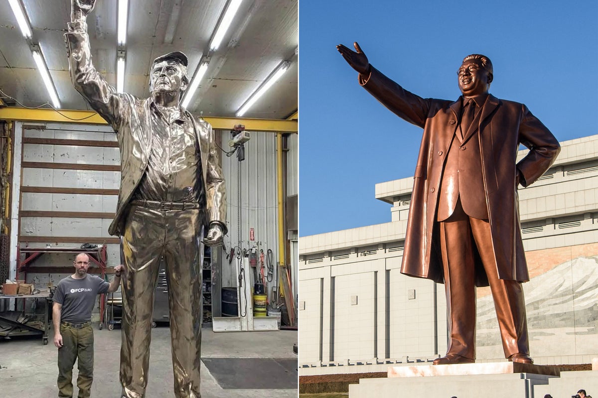 Trump’s 15-foot gold statue of himself at his Florida golf course compared to North Korea’s Dear Leader