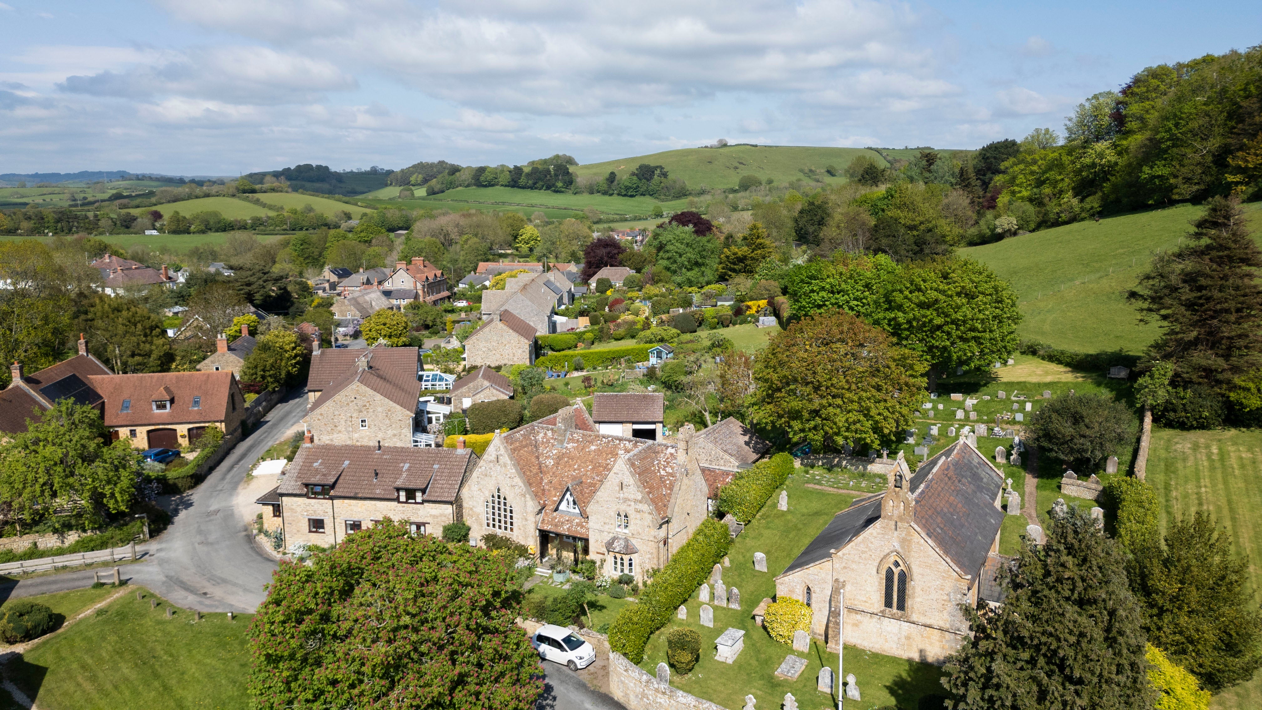 The small picturesque village of Walditch in Dorset