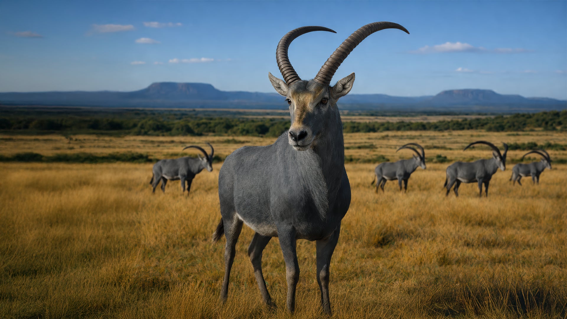 <p>A CGI artist’s impression of a bluebuck</p>