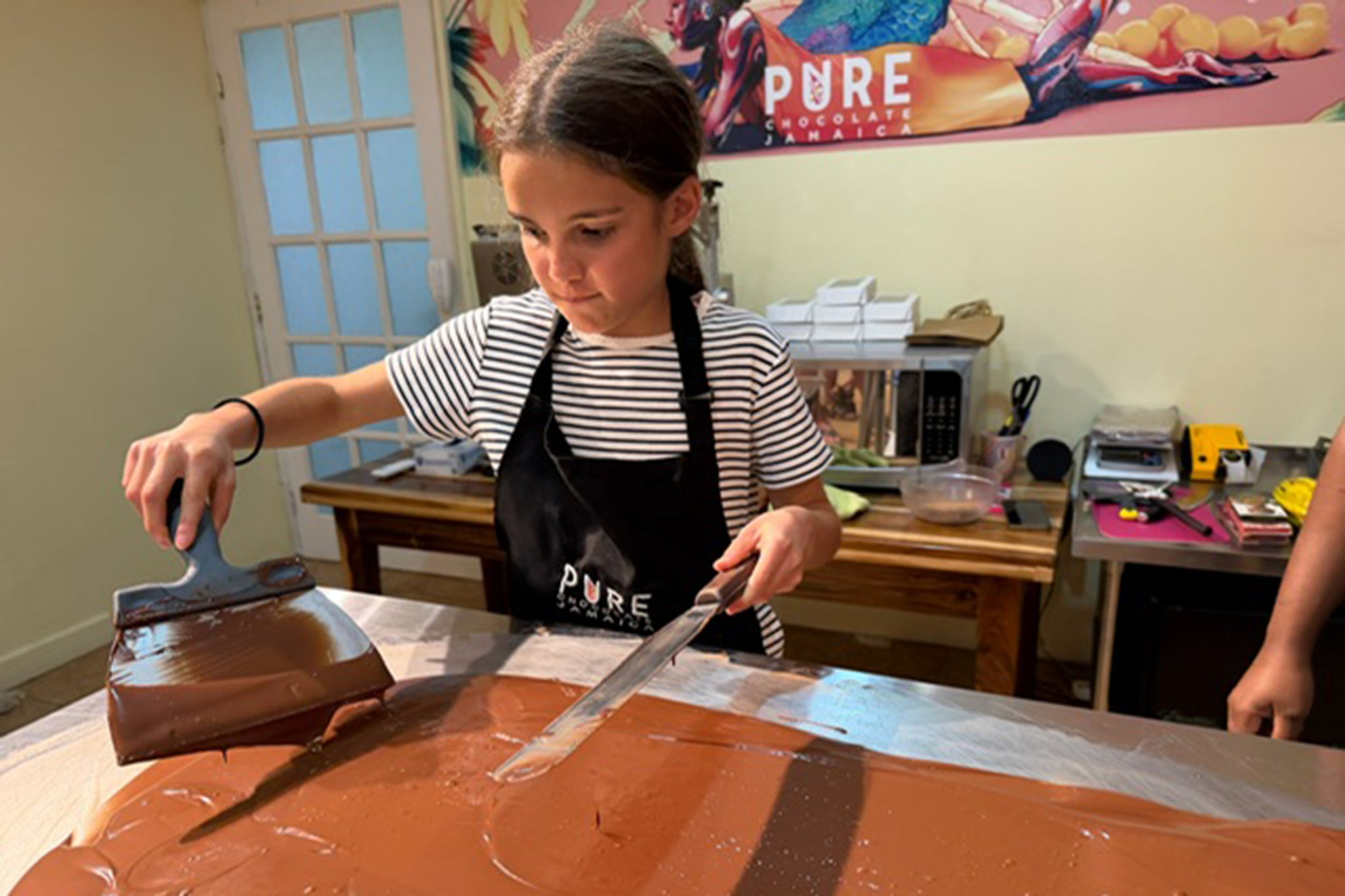 Tempering the chocolate - heating and cooling it - before making your own bar is the best part of the process