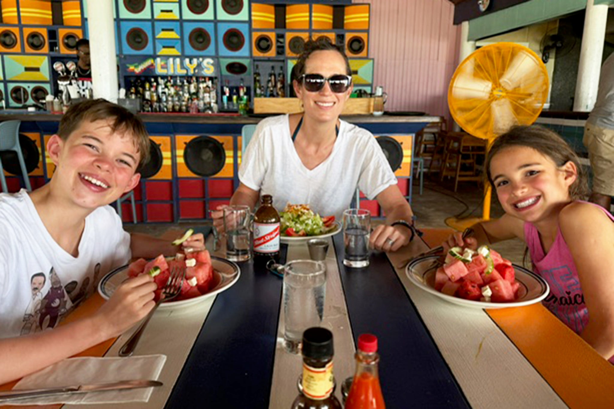 Caroline and her children enjoy lunch at Miss Lily’s at Skylark