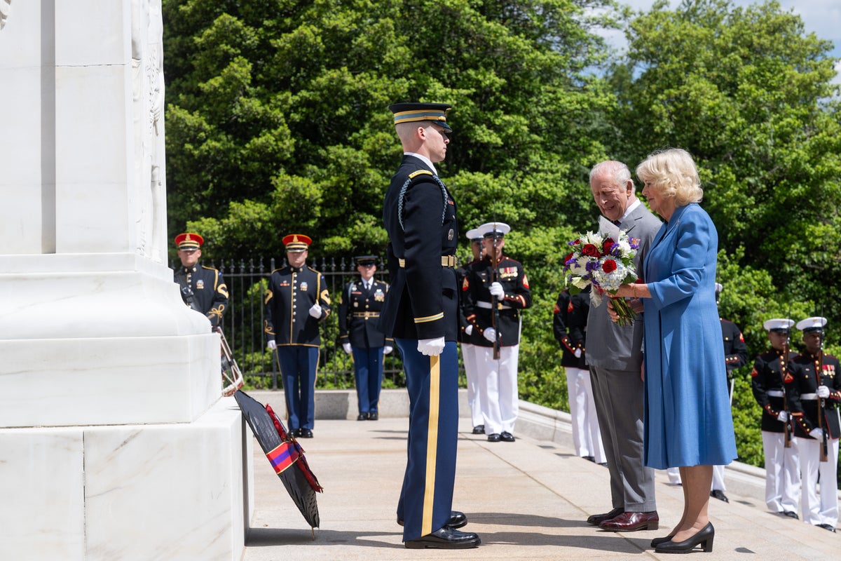 King Charles and Camilla lay wealth at war memorial