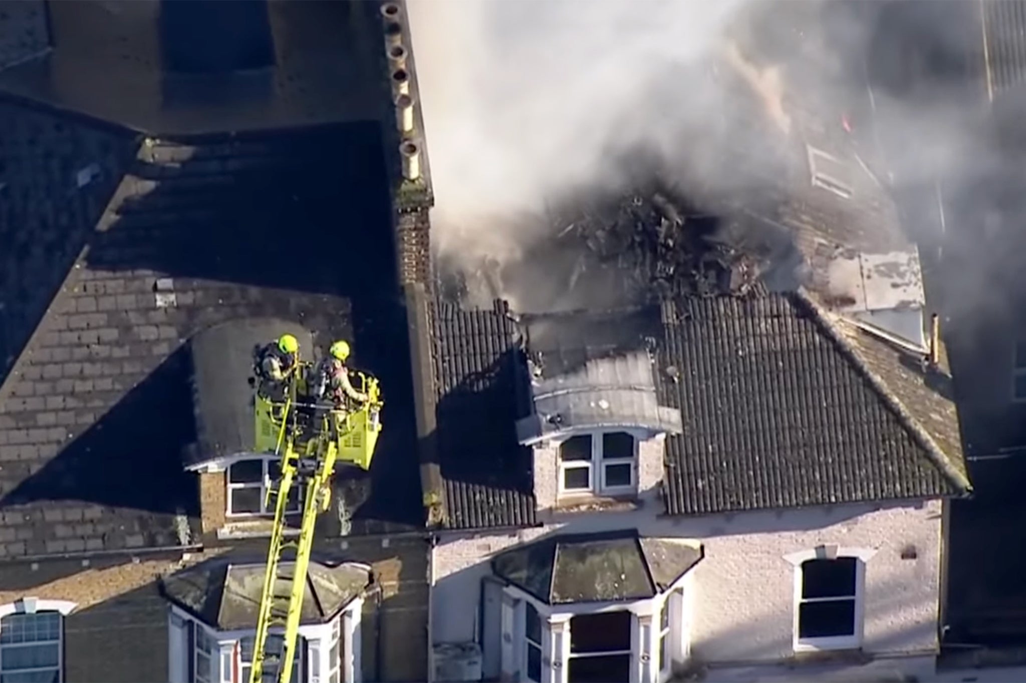 Around 100 firefighters were called to the scene