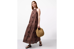 TU brown crochet dress