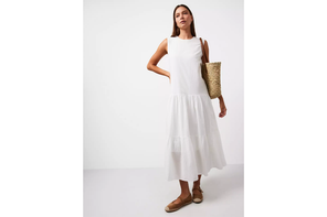 TU white drop waist dress