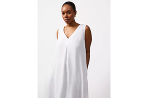 TU white linen v neck dress