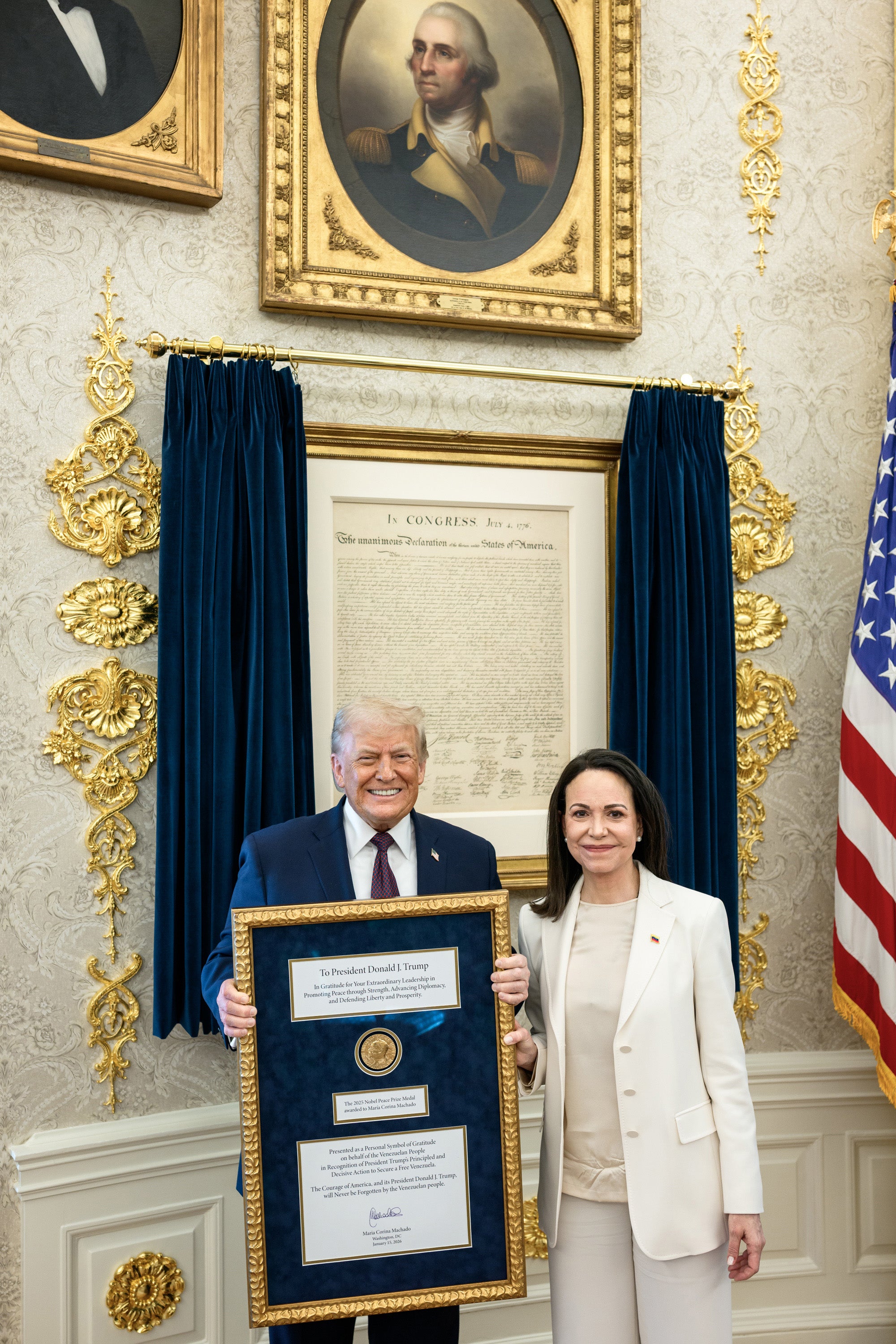 Machado presented her Nobel Peace Prize to Trump earlier this year